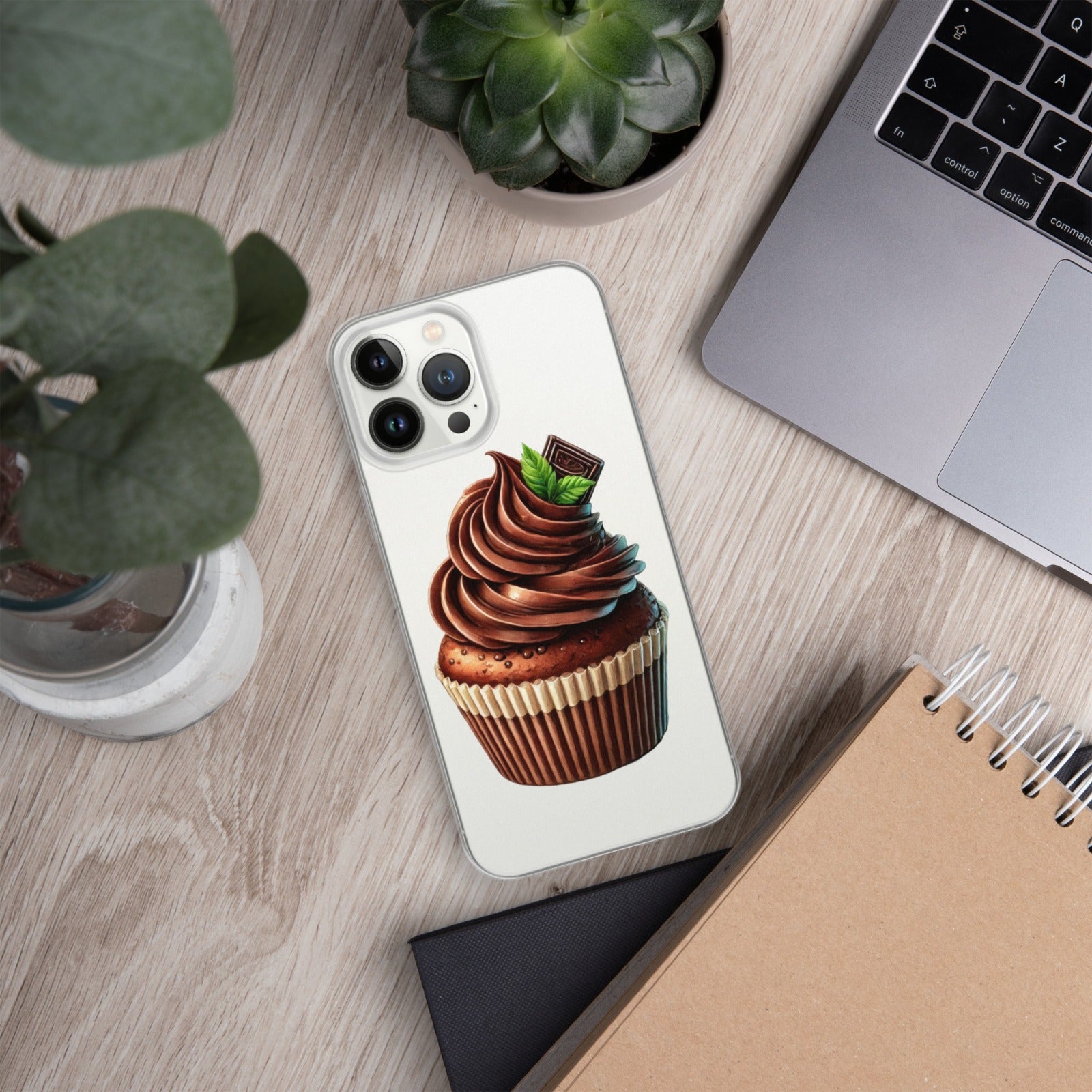 Chocolate Cupcake Clear Case for iPhone 13 Pro - Sweet Dessert Protective Phone Cover