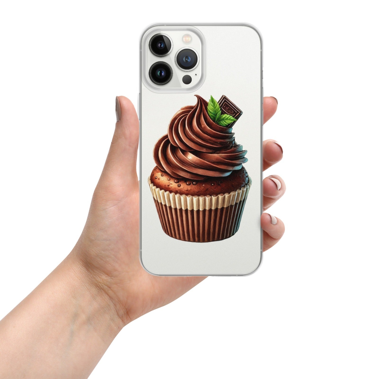 Chocolate Cupcake Clear Case for iPhone 13 Pro - Sweet Dessert Protective Phone Cover