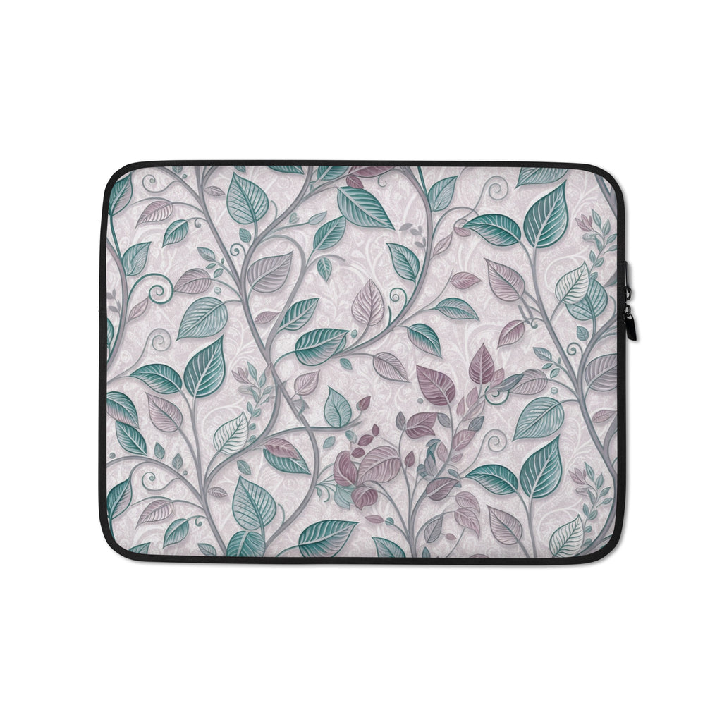 Elegant Botanical Leaves Laptop Sleeve – Neoprene 13" & 15" Protective Case