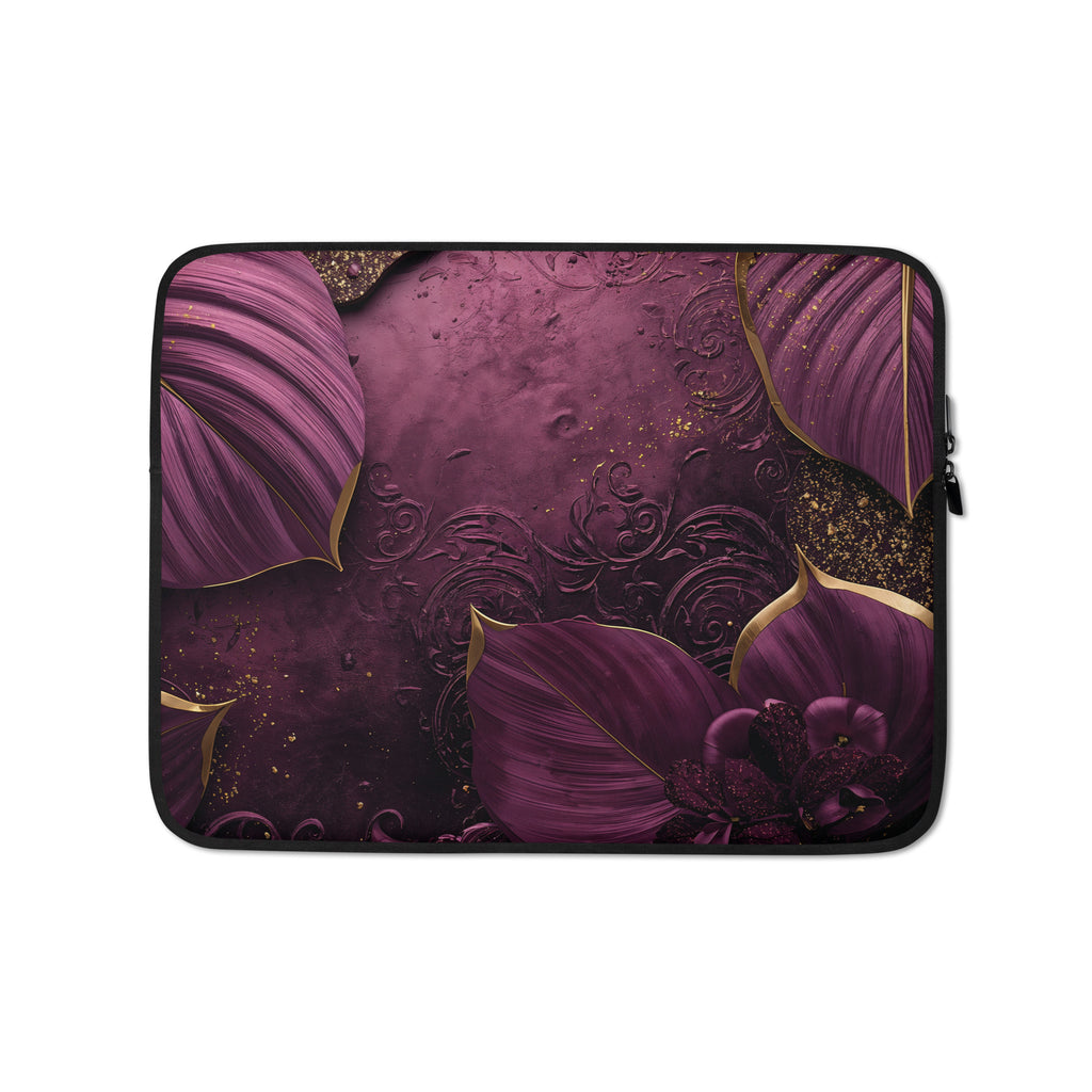 Luxury Plum Floral Laptop Sleeve – Neoprene 13" & 15" Protective Case