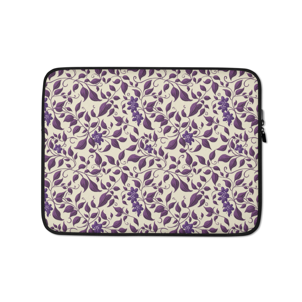 Vintage Purple Floral Laptop Sleeve – Neoprene 13" & 15" Protective Case