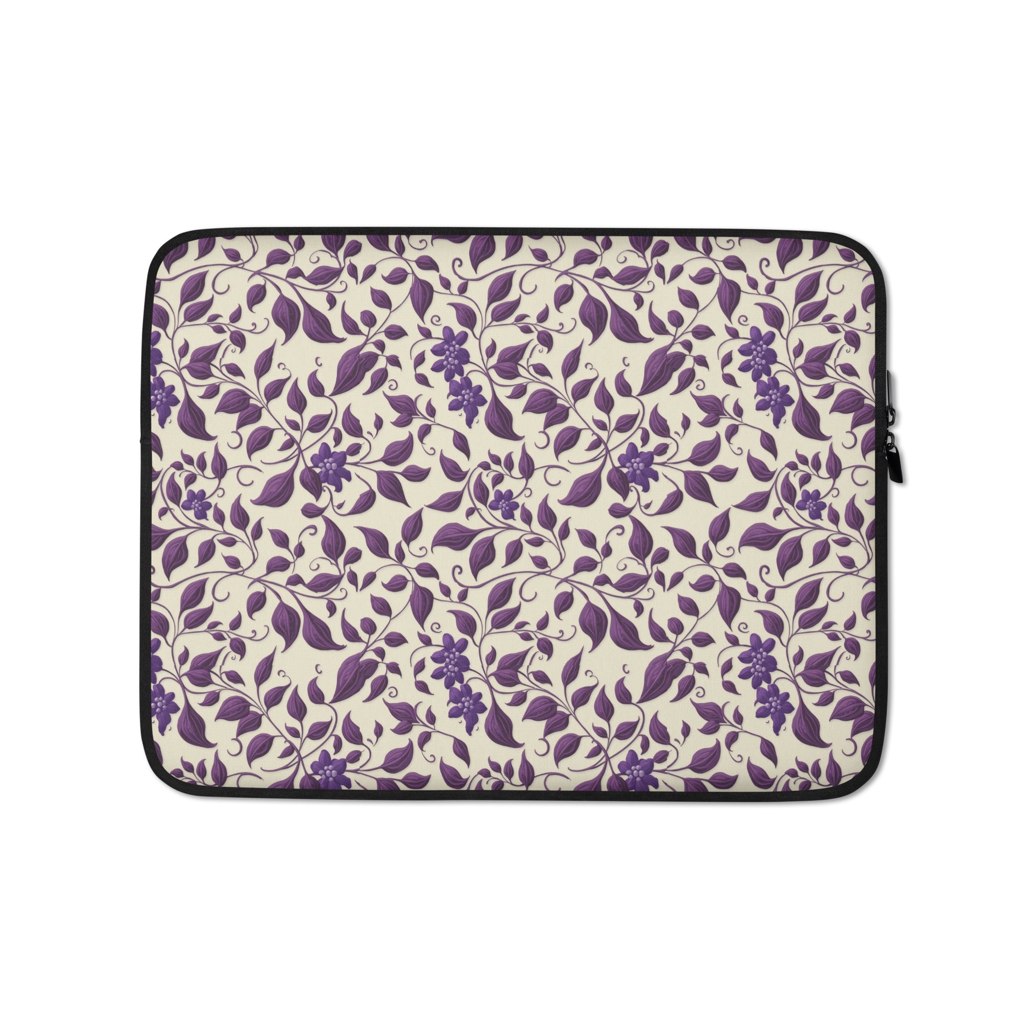 Vintage Purple Floral Laptop Sleeve – Neoprene 13" & 15" Protective Case