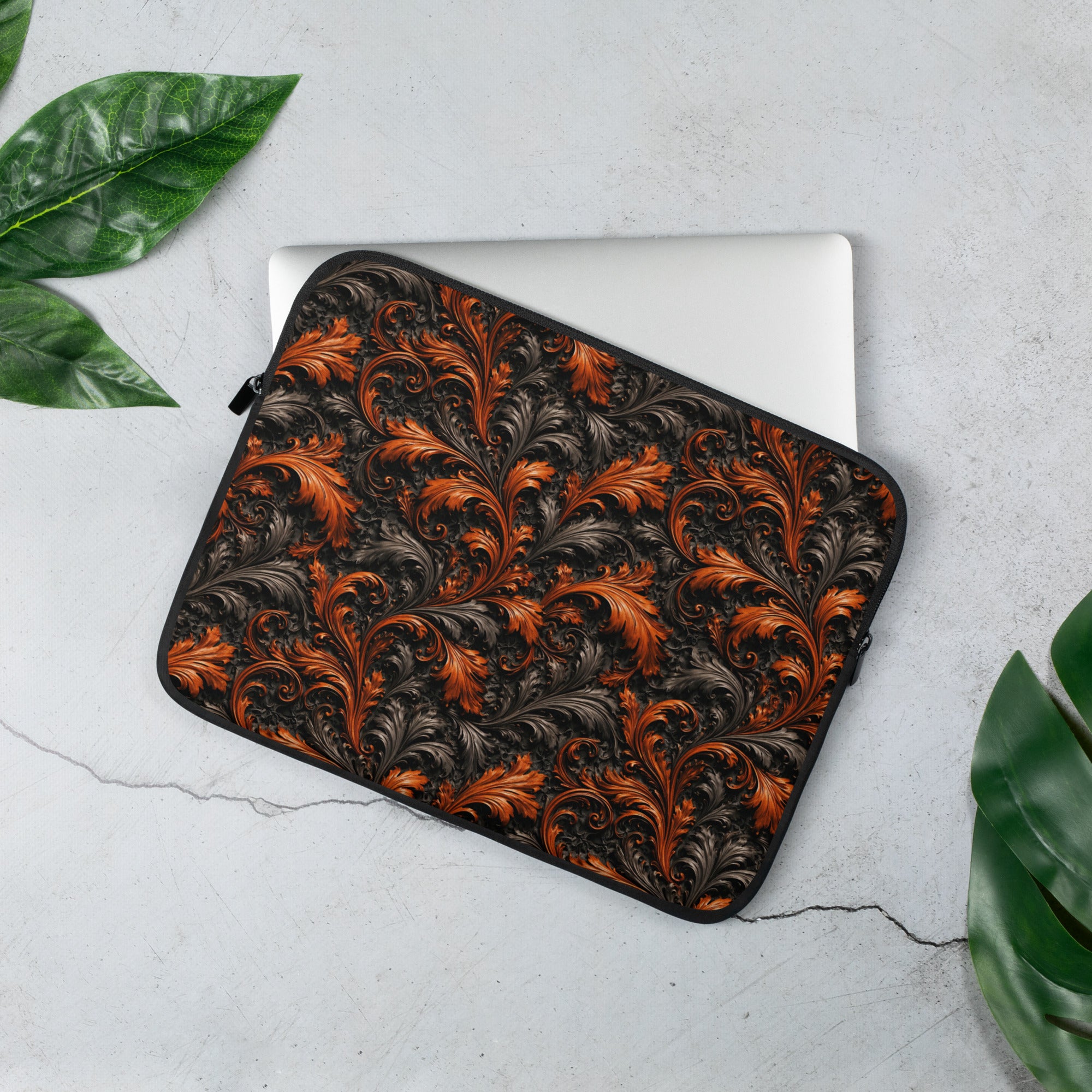 Dark Baroque Floral Laptop Sleeve – Neoprene 13" & 15" Protective Case