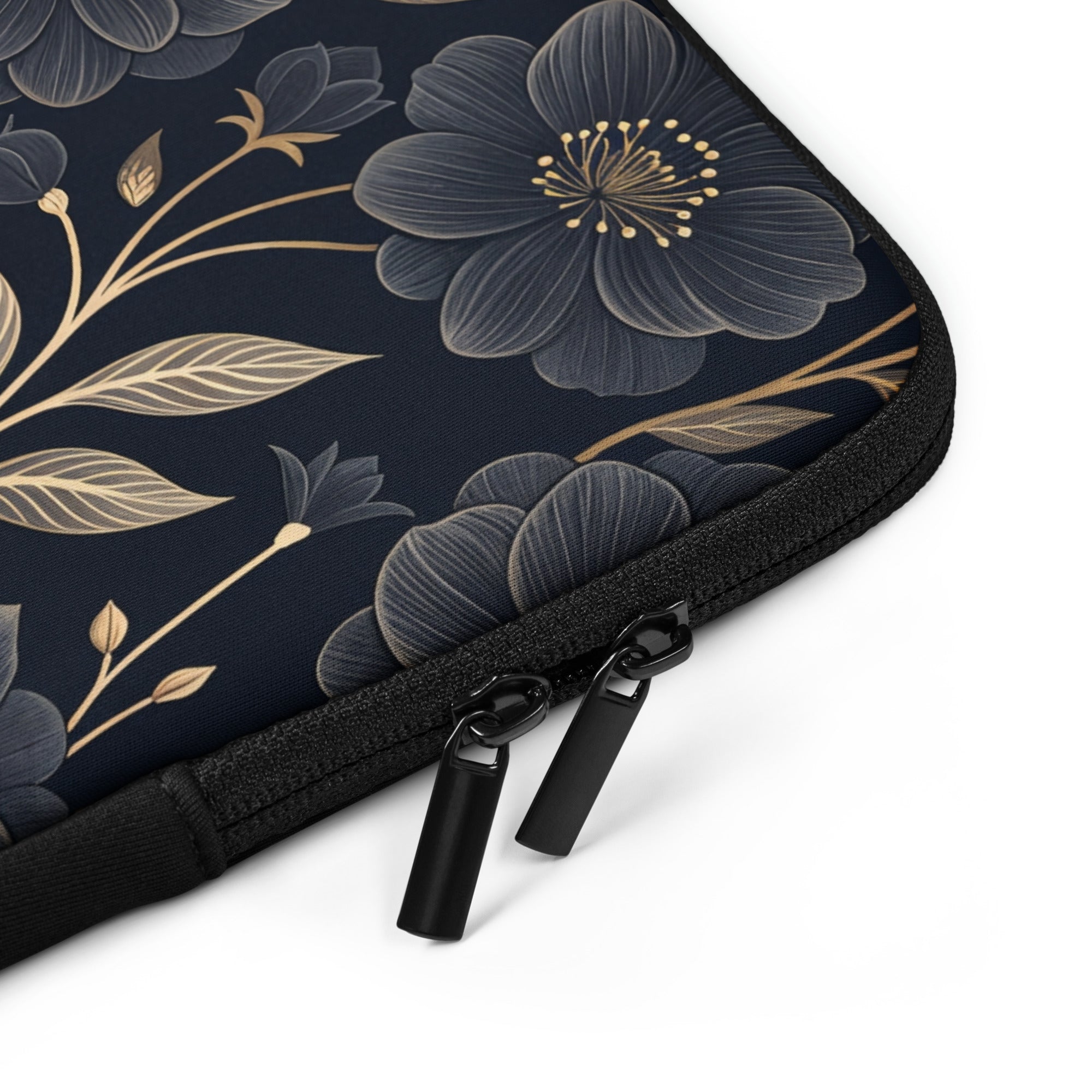 Midnight Floral Gold Laptop Sleeve – Neoprene 13" & 15" Protective Case