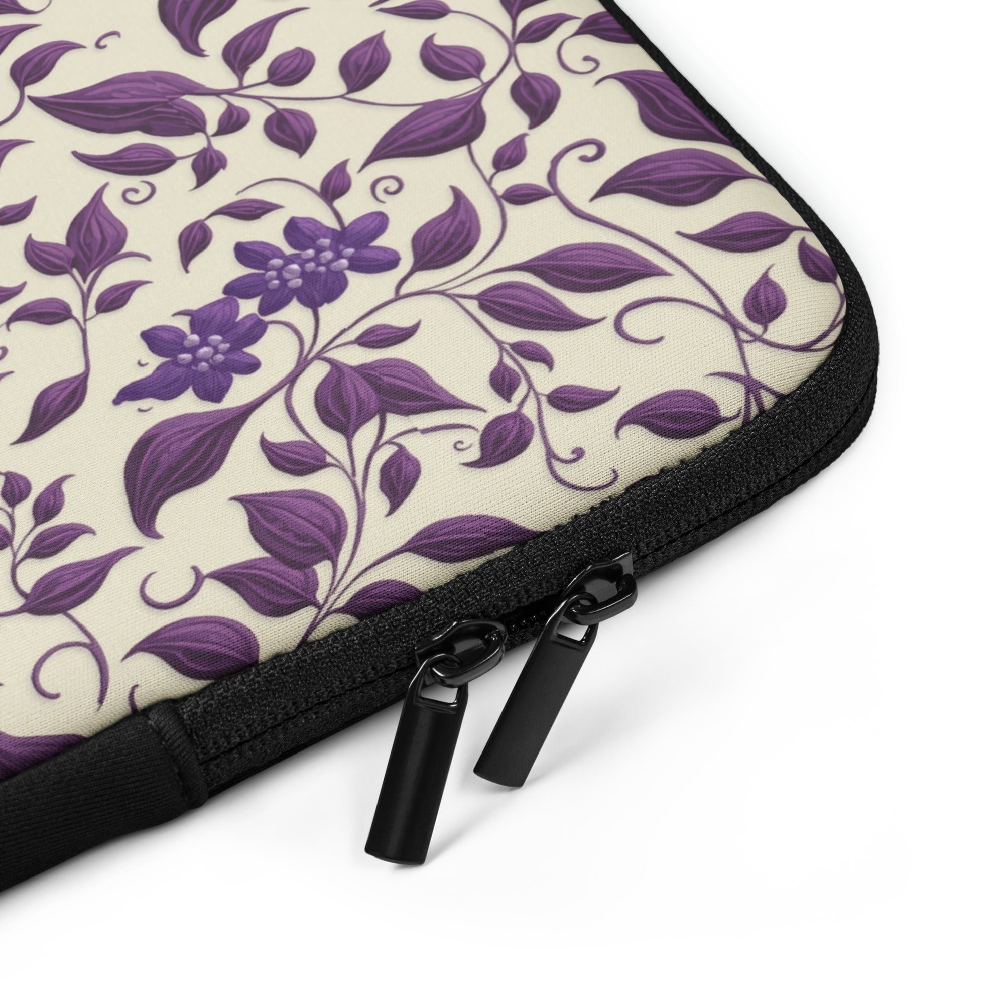 Vintage Purple Floral Laptop Sleeve – Neoprene 13" & 15" Protective Case