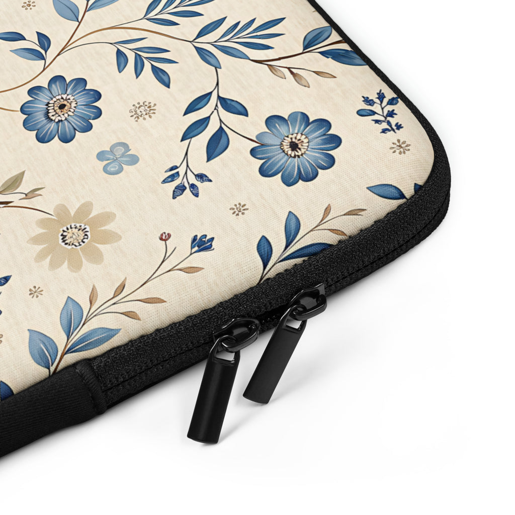 Blue Floral Vintage Laptop Sleeve – Neoprene 13" & 15" Protective Case