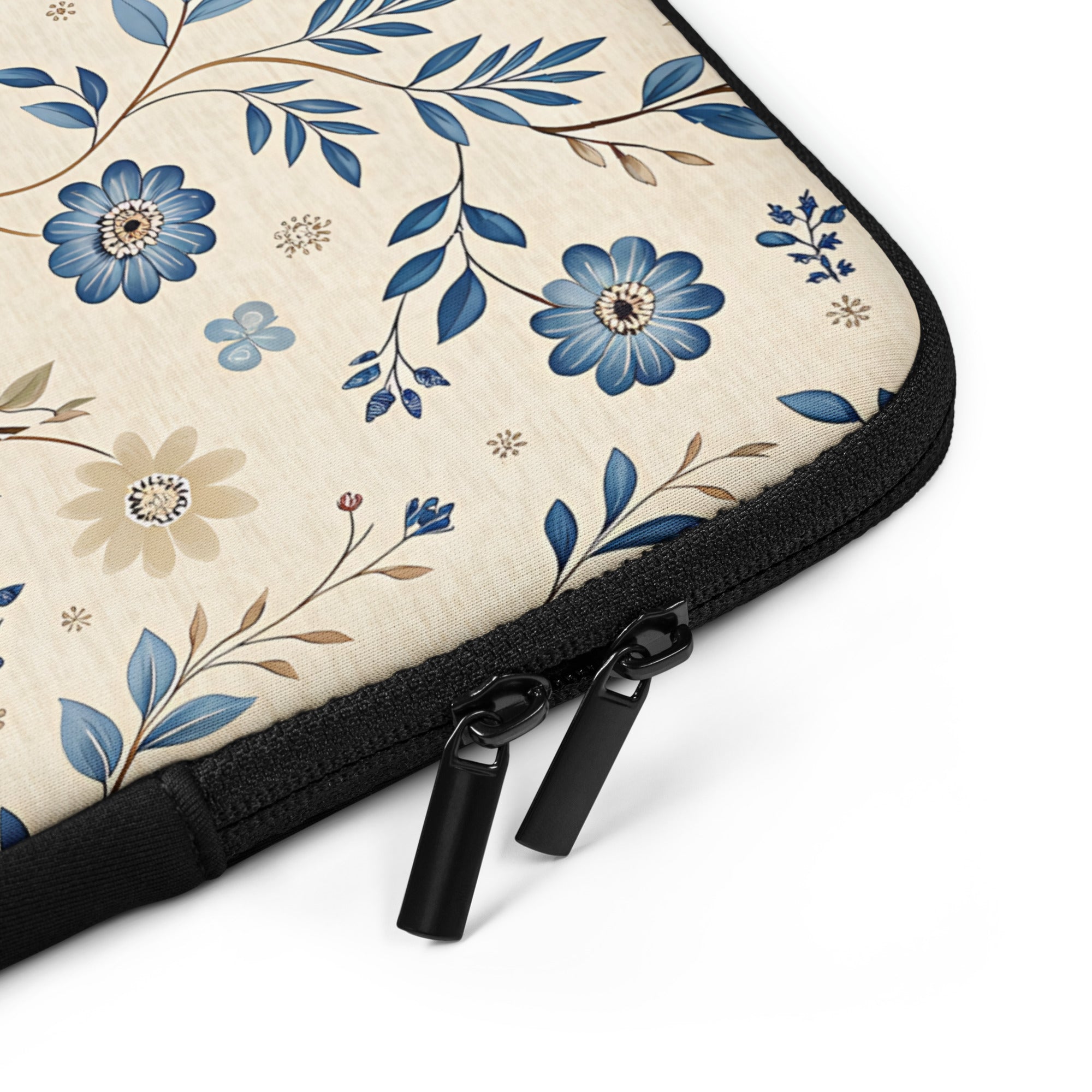 Blue Floral Vintage Laptop Sleeve – Neoprene 13" & 15" Protective Case