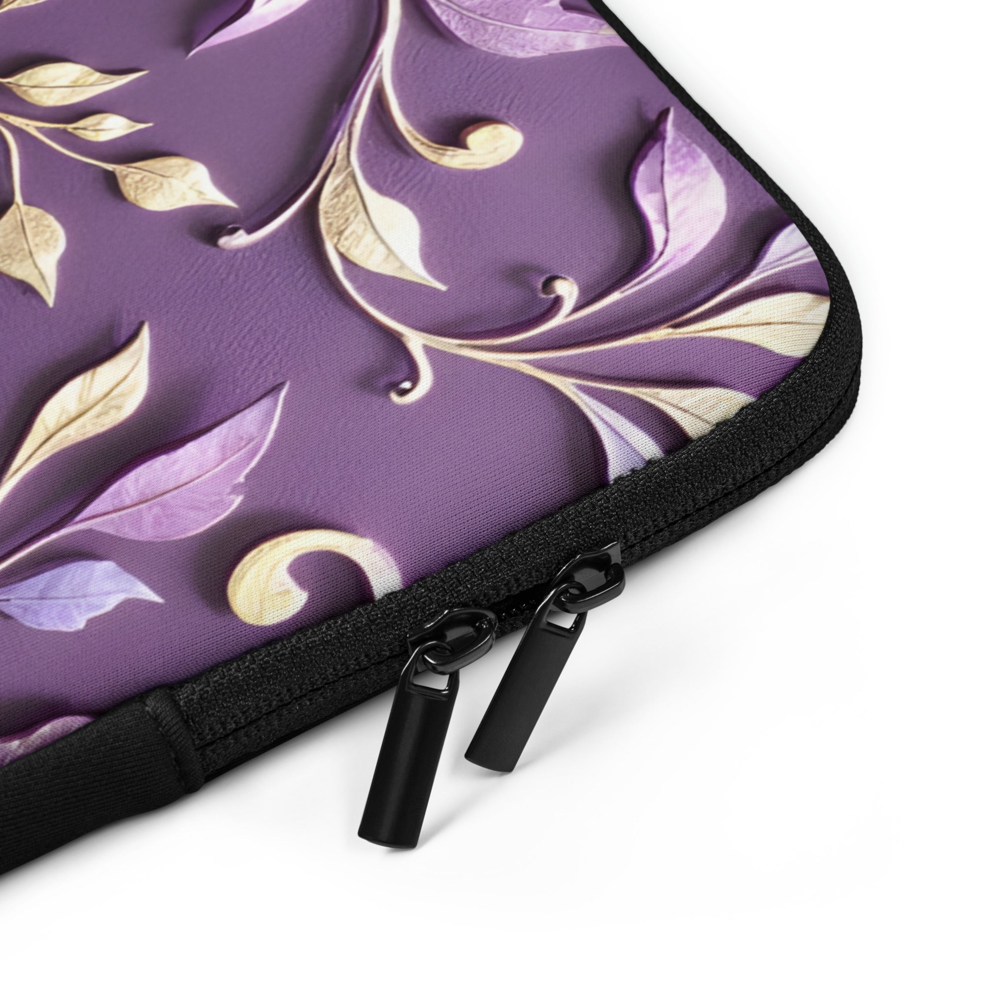 Elegant Purple Floral Laptop Sleeve – Neoprene 13" & 15" Protective Case