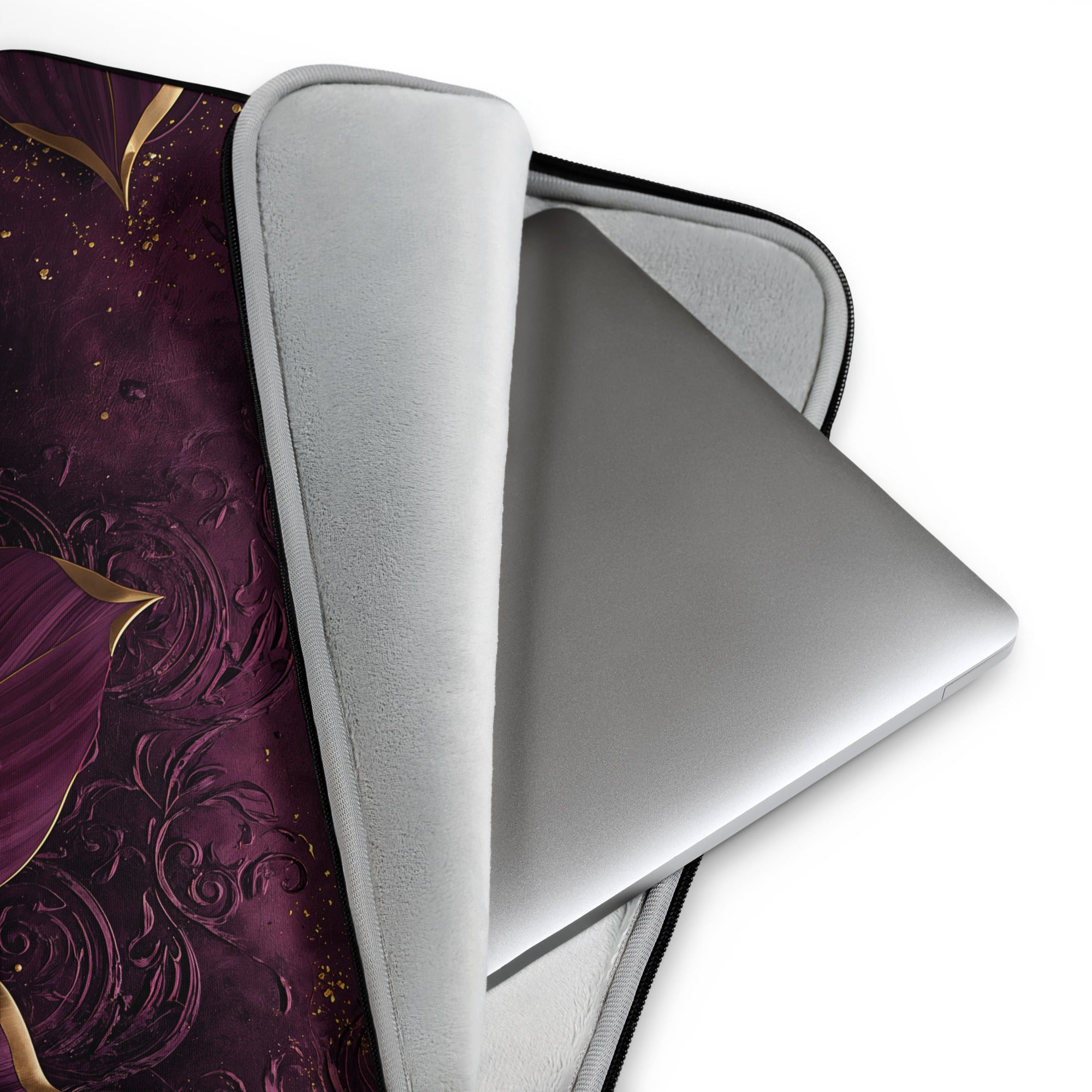 Luxury Plum Floral Laptop Sleeve – Neoprene 13" & 15" Protective Case