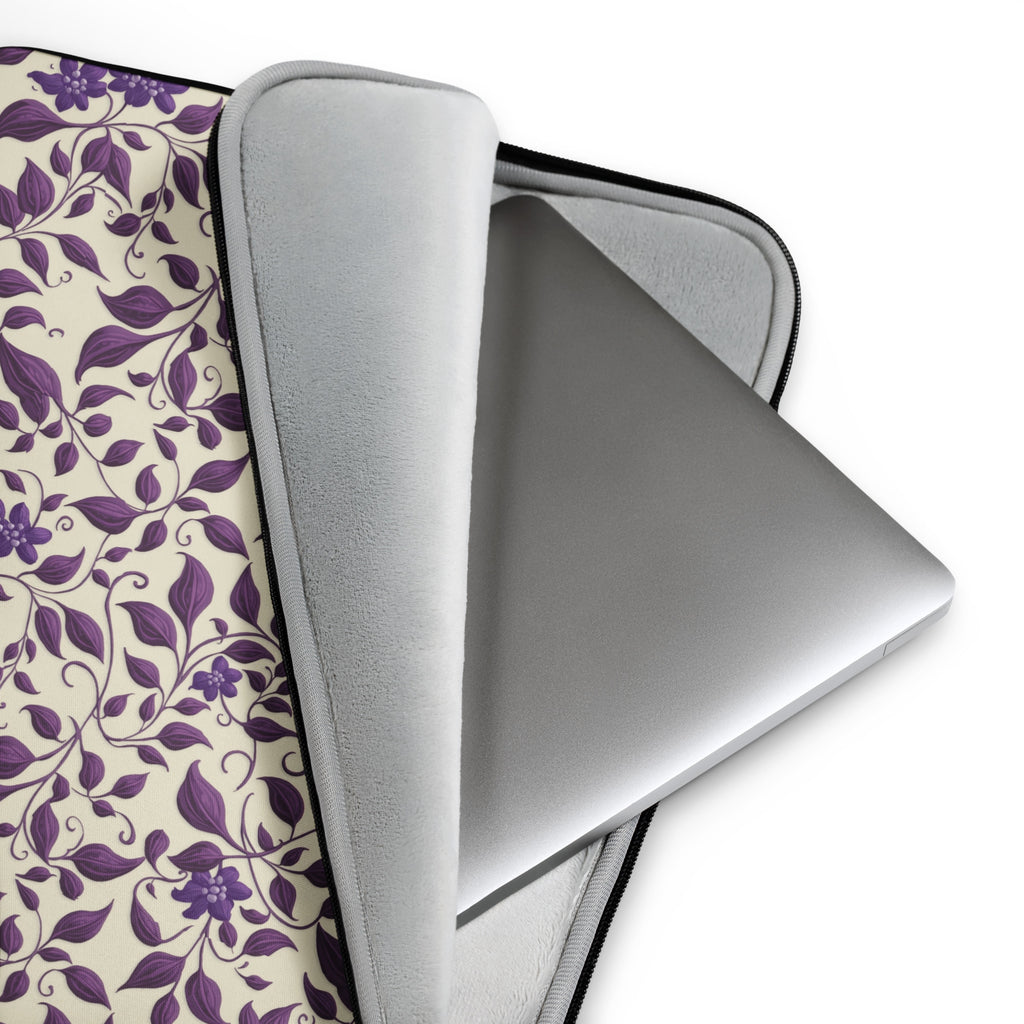 Vintage Purple Floral Laptop Sleeve – Neoprene 13" & 15" Protective Case