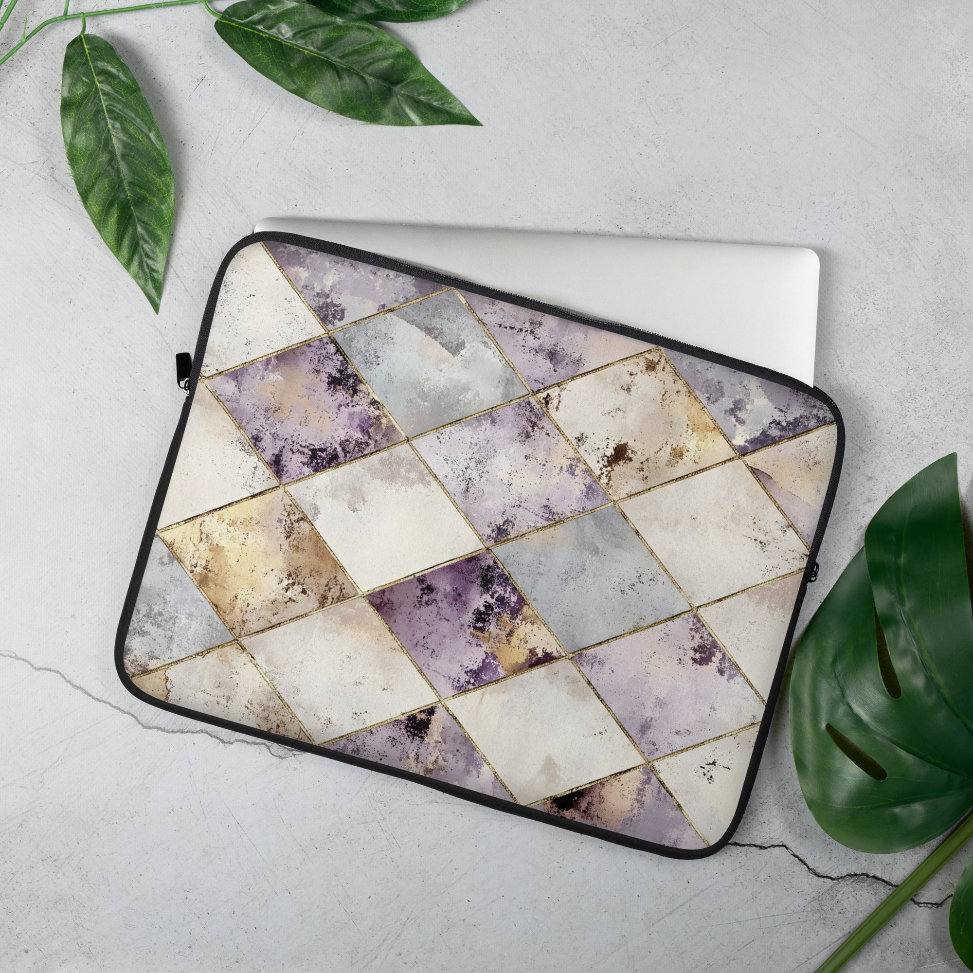 Geometric Damask Diamond Laptop Sleeve – Neoprene 13" & 15" Protective Case