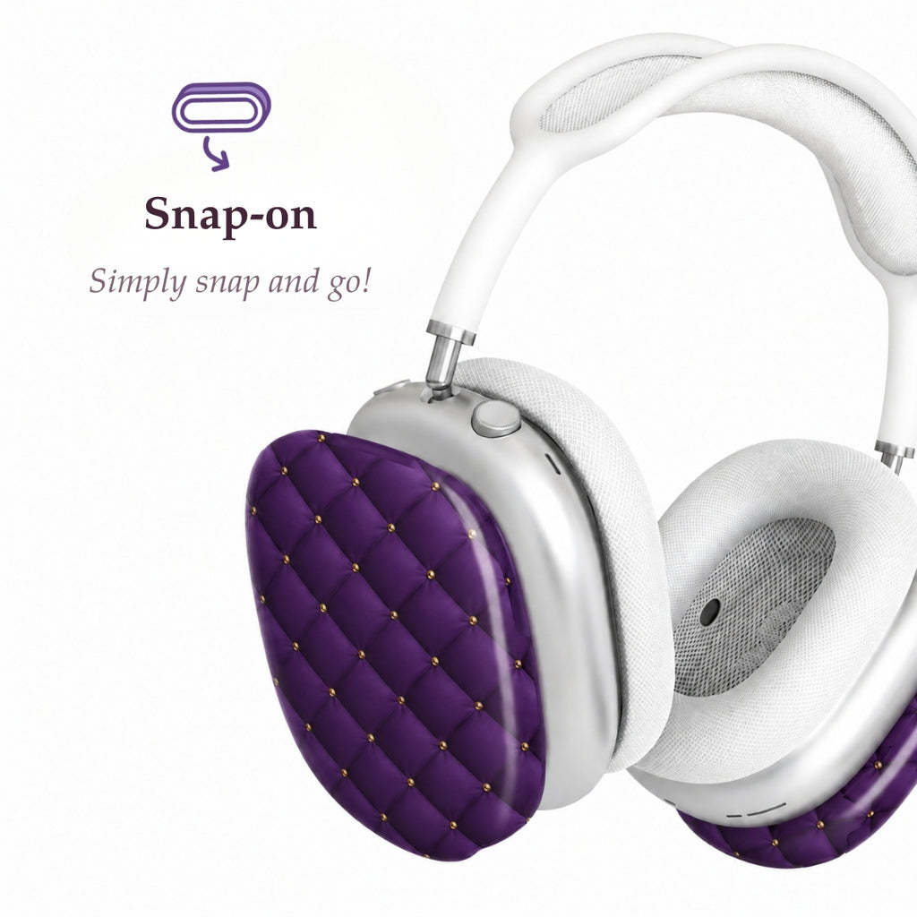 Royal Violet Quilted AirPods Max Case – Protective Snap-on Cover
