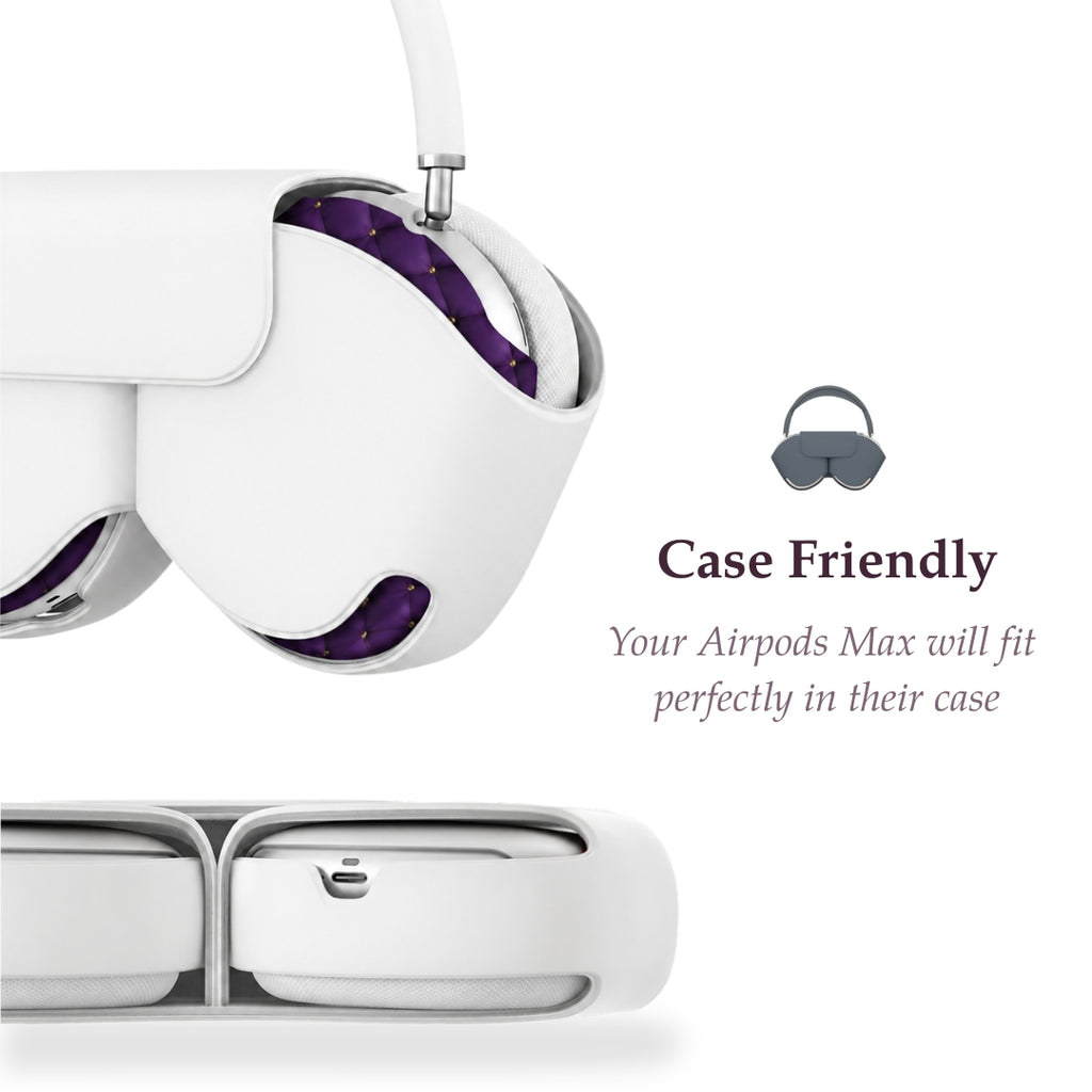 Royal Violet Quilted AirPods Max Case – Protective Snap-on Cover