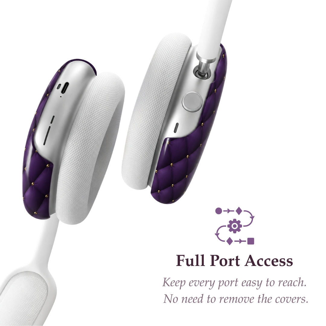 Royal Violet Quilted AirPods Max Case – Protective Snap-on Cover