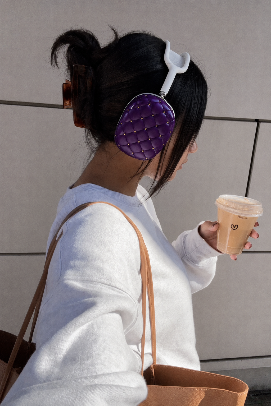 Royal Violet Quilted AirPods Max Case – Protective Snap-on Cover