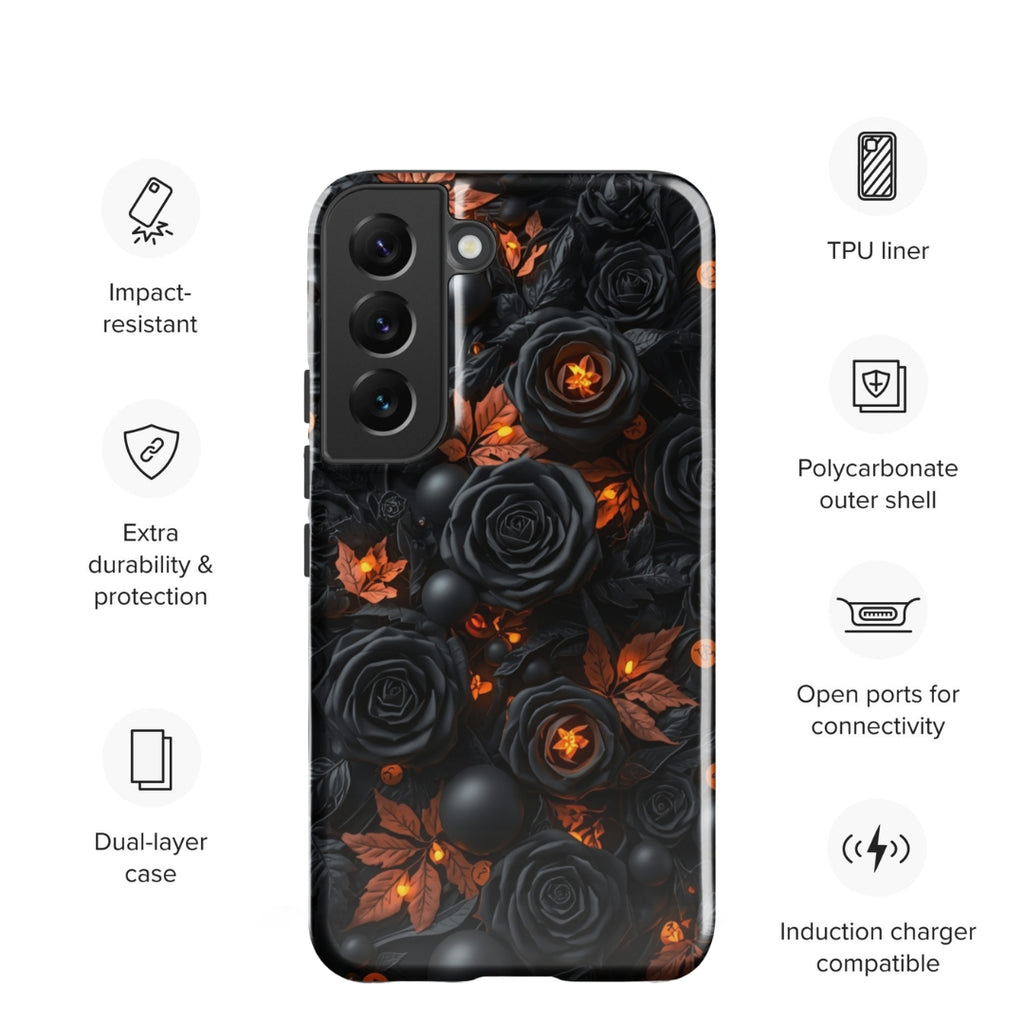 Dark Floral Glow Tough Case for Samsung Galaxy S22