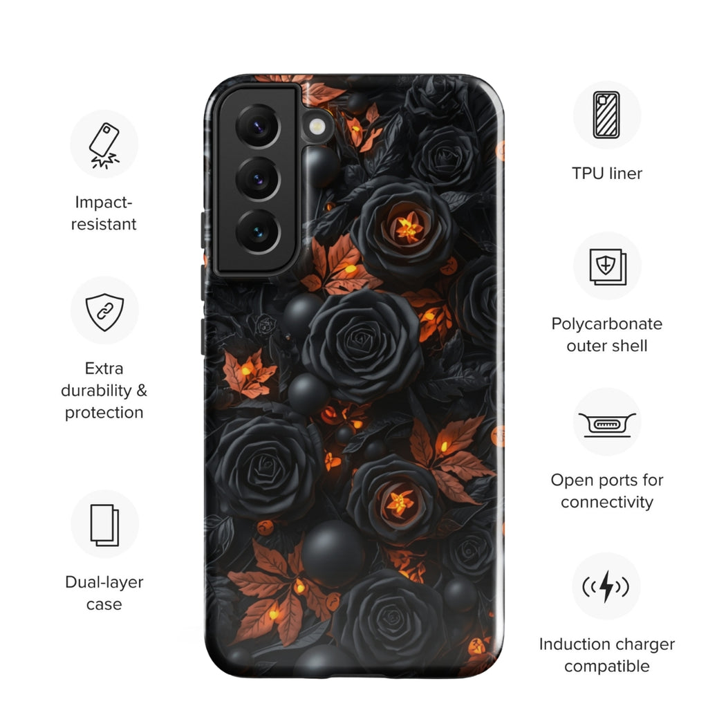 Dark Floral Glow Tough Case for Samsung Galaxy S22 Plus