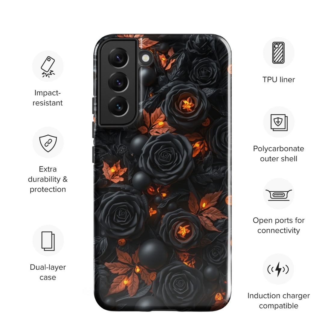 Dark Floral Glow Tough Case for Samsung Galaxy S22 Plus