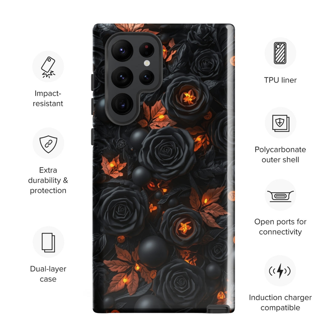 Dark Floral Glow Tough Case for Samsung Galaxy S22 Ultra