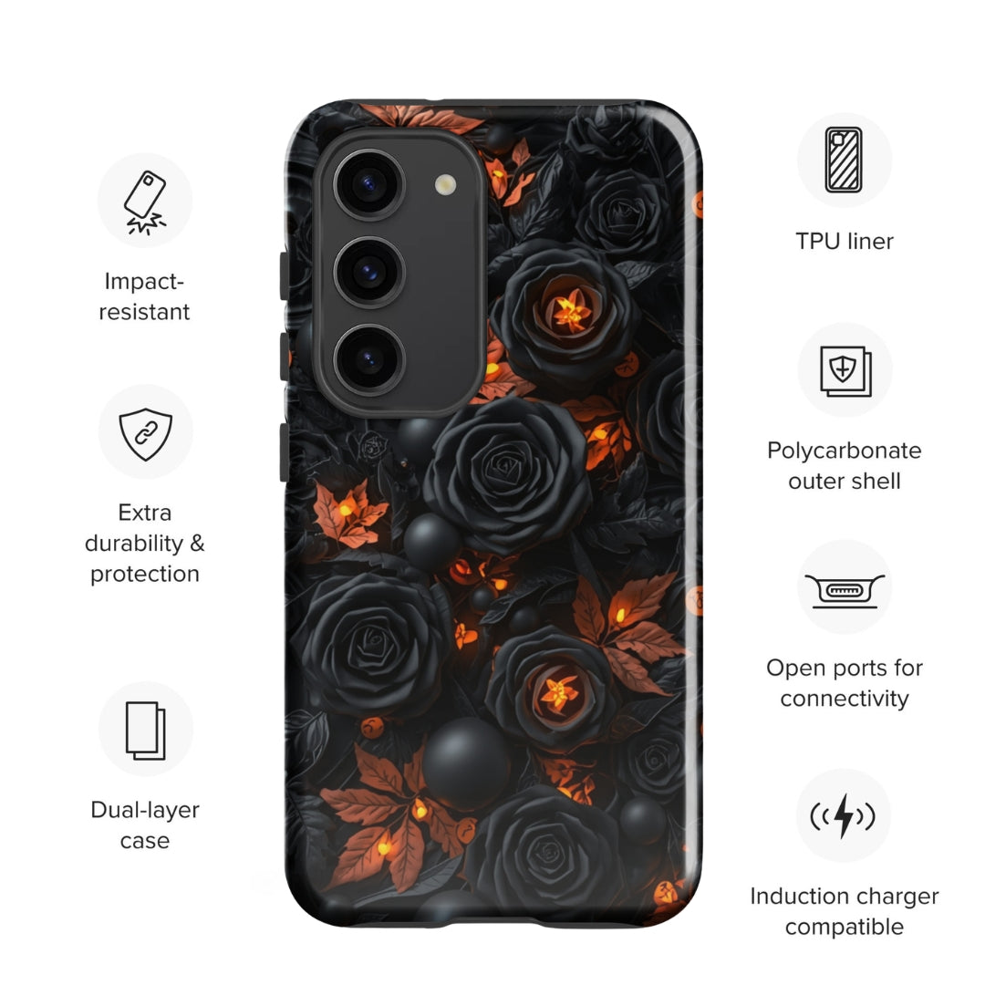Dark Floral Glow Tough Case for Samsung Galaxy S23