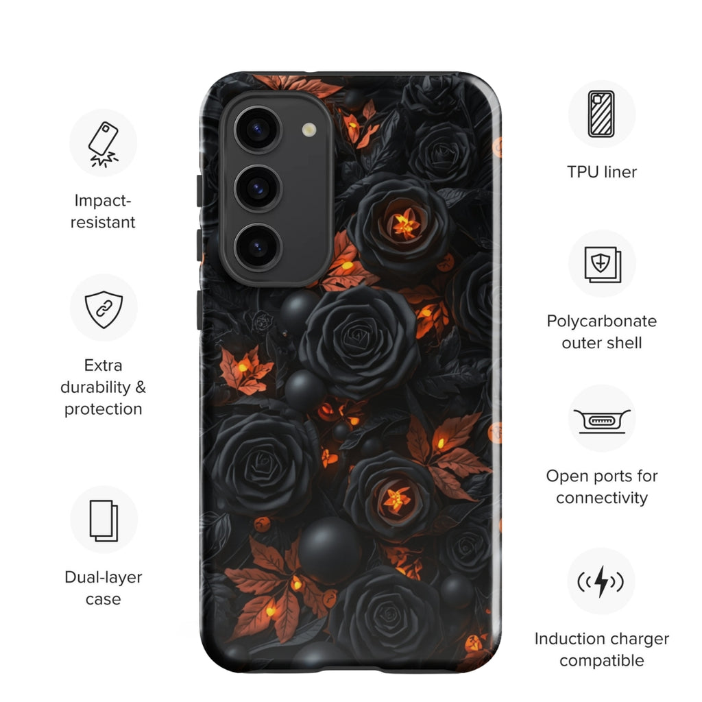 Dark Floral Glow Tough Case for Samsung Galaxy S23 Plus