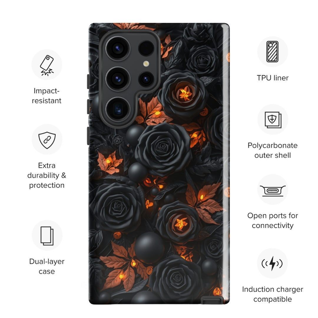 Dark Floral Glow Tough Case for Samsung Galaxy S23 Ultra