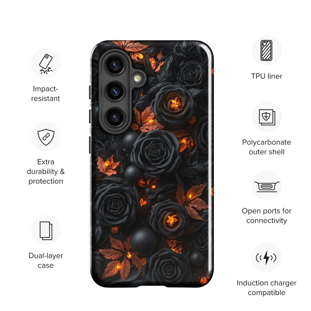 Dark Floral Glow Tough Case for Samsung Galaxy S24