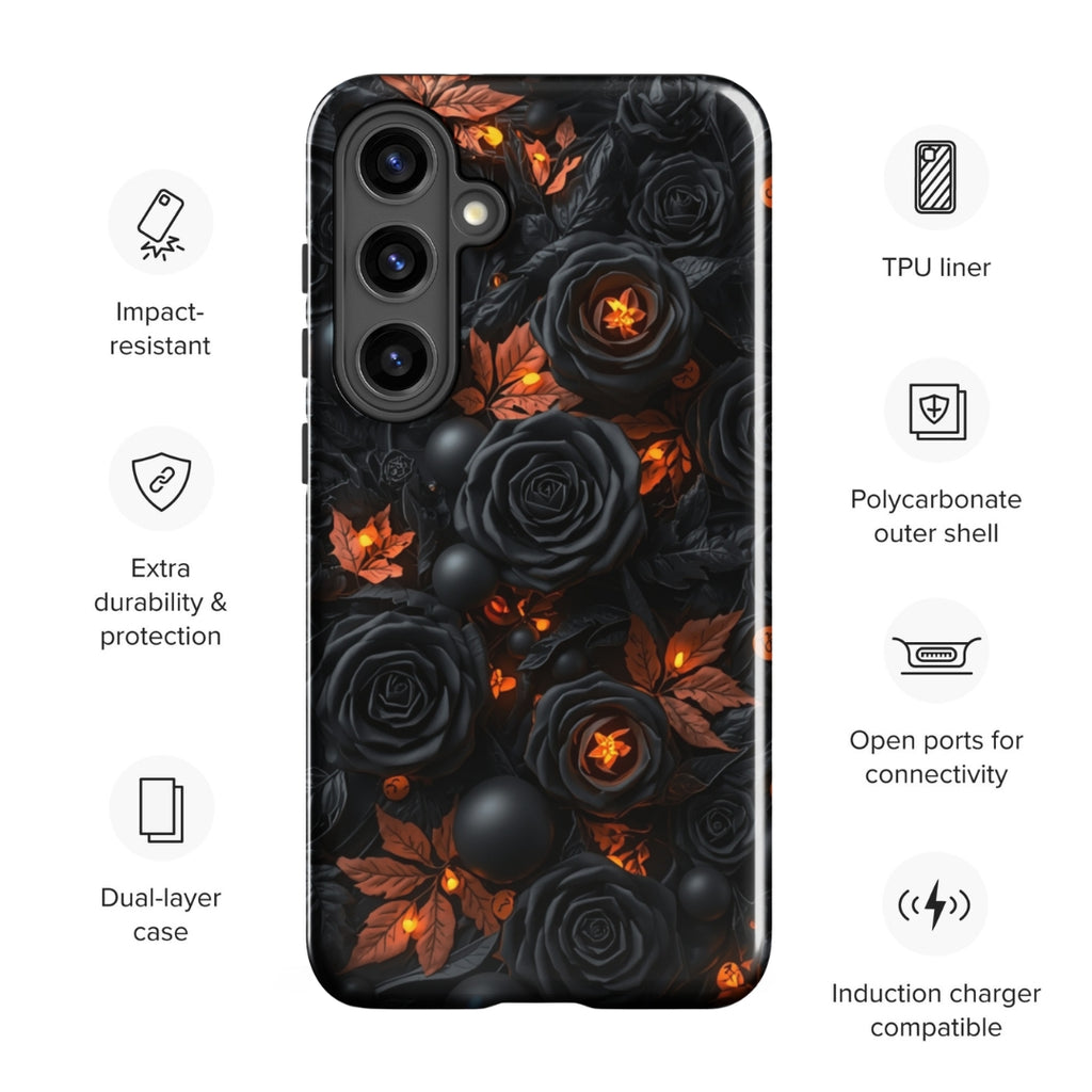 Dark Floral Glow Tough Case for Samsung Galaxy S24 Plus