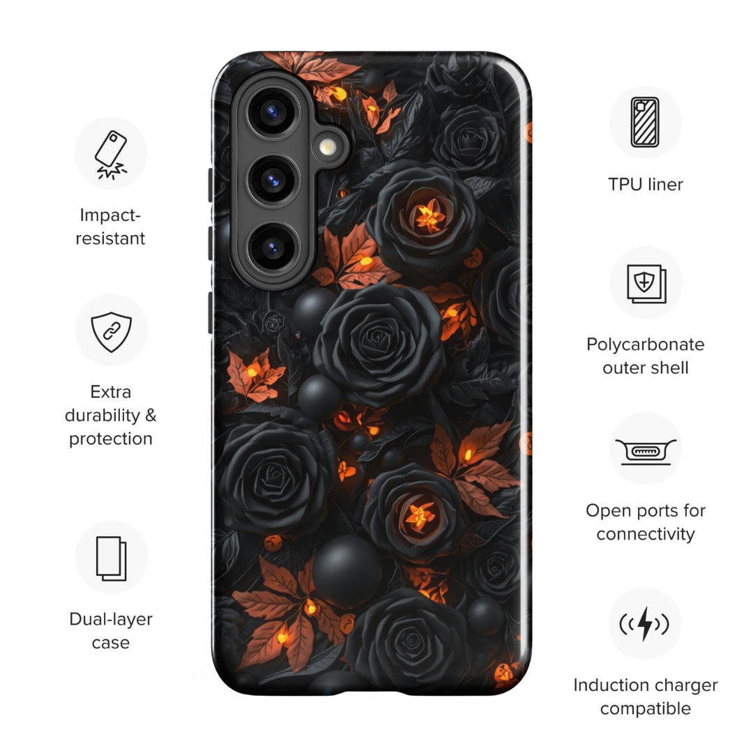 Dark Floral Glow Tough Case for Samsung Galaxy S24 Plus