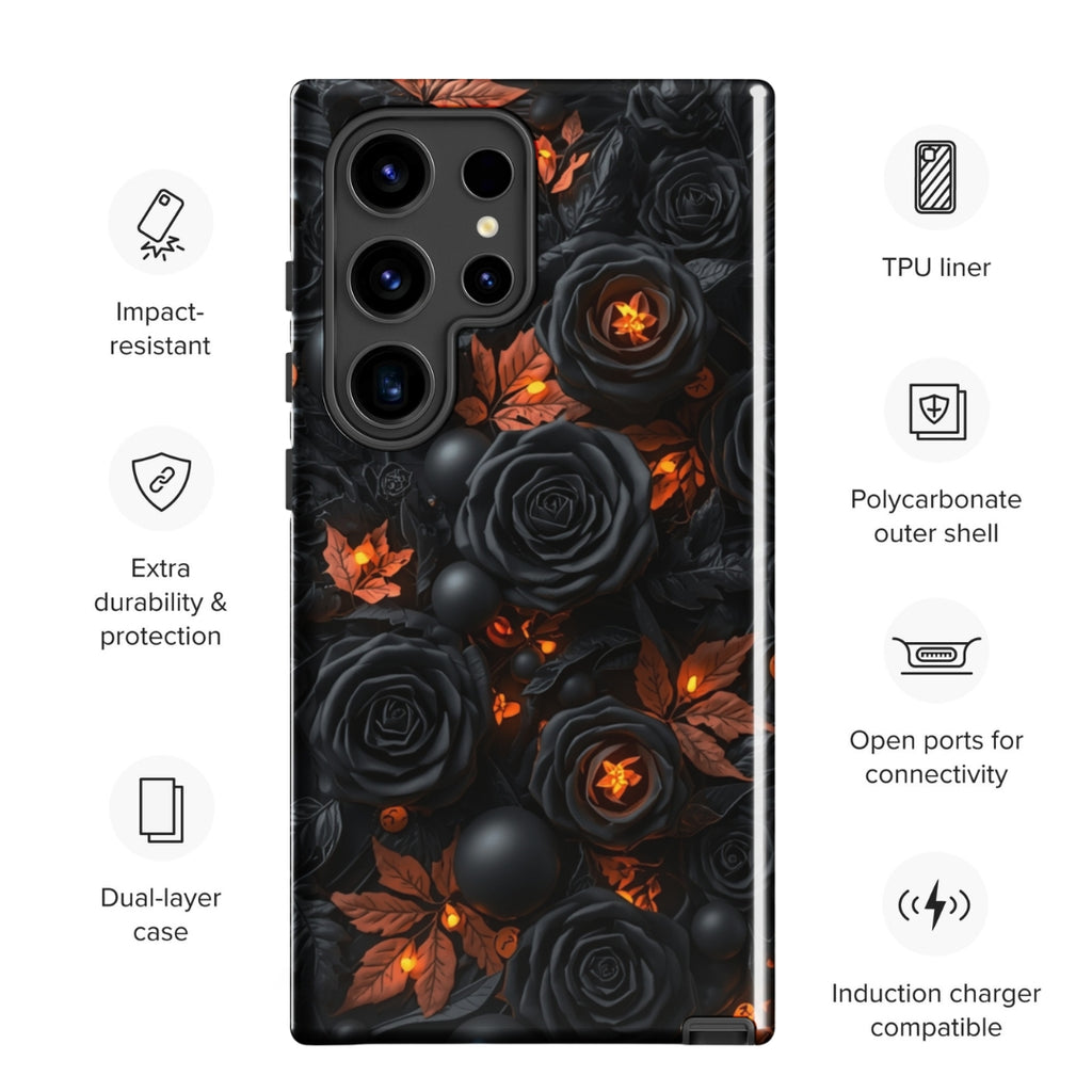 Dark Floral Glow Tough Case for Samsung Galaxy S24 Ultra