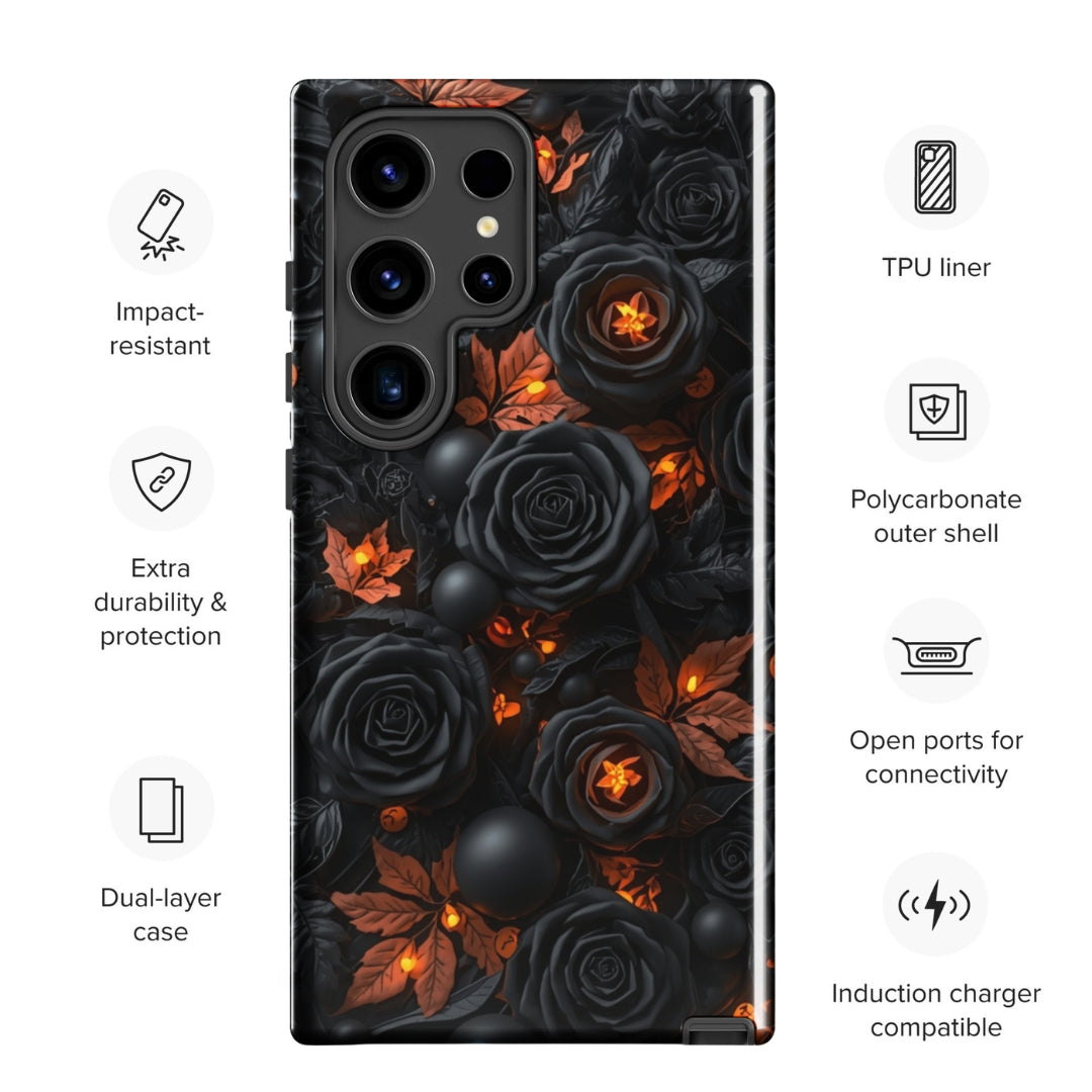 Dark Floral Glow Tough Case for Samsung Galaxy S24 Ultra