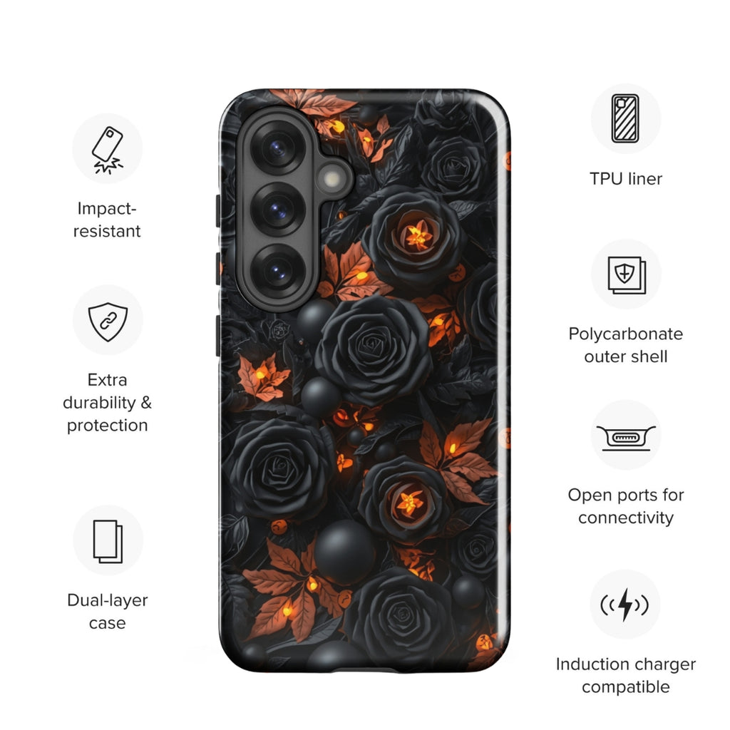 Dark Floral Glow Tough Case for Samsung Galaxy S25