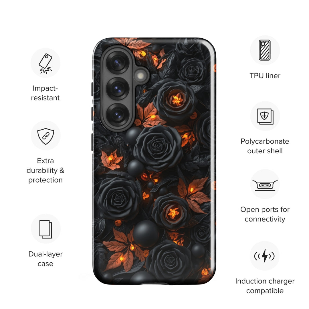 Dark Floral Glow Tough Case for Samsung Galaxy S25