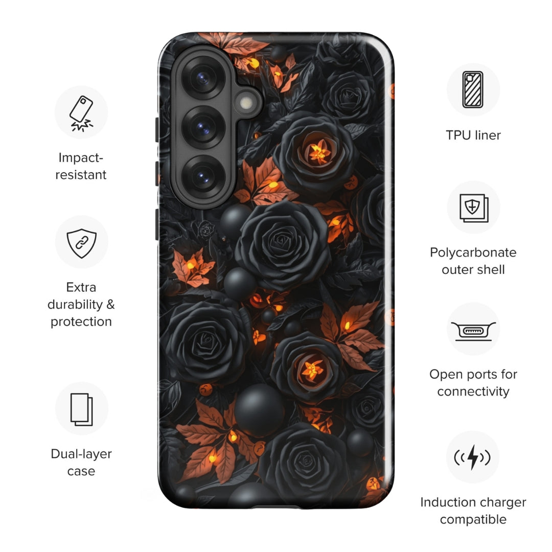 Dark Floral Glow Tough Case for Samsung Galaxy S25 Plus