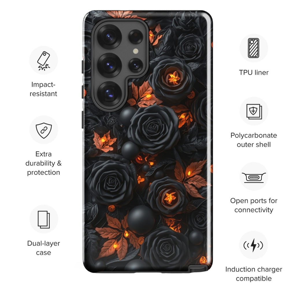 Dark Floral Glow Tough Case for Samsung Galaxy S25 Ultra