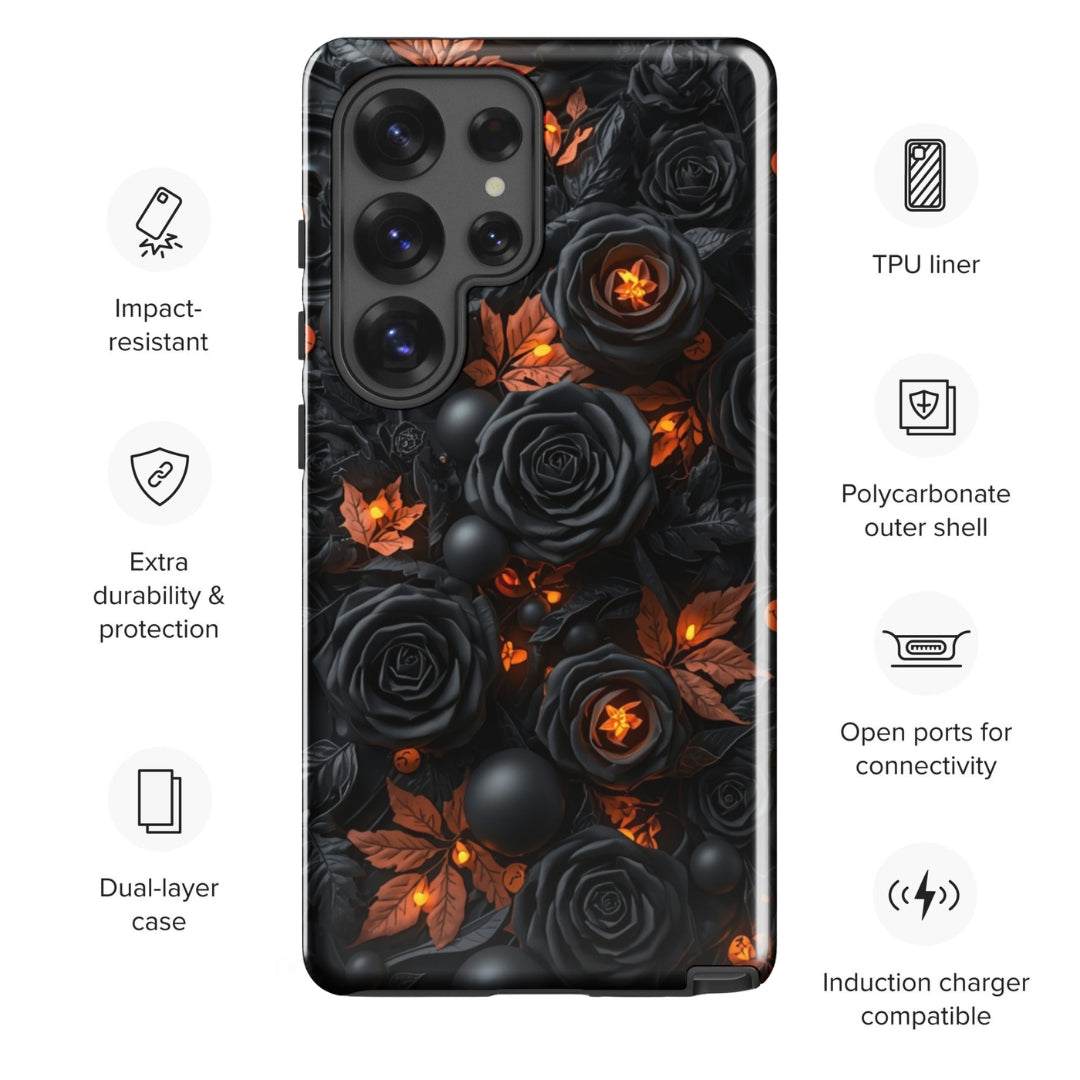 Dark Floral Glow Tough Case for Samsung Galaxy S25 Ultra