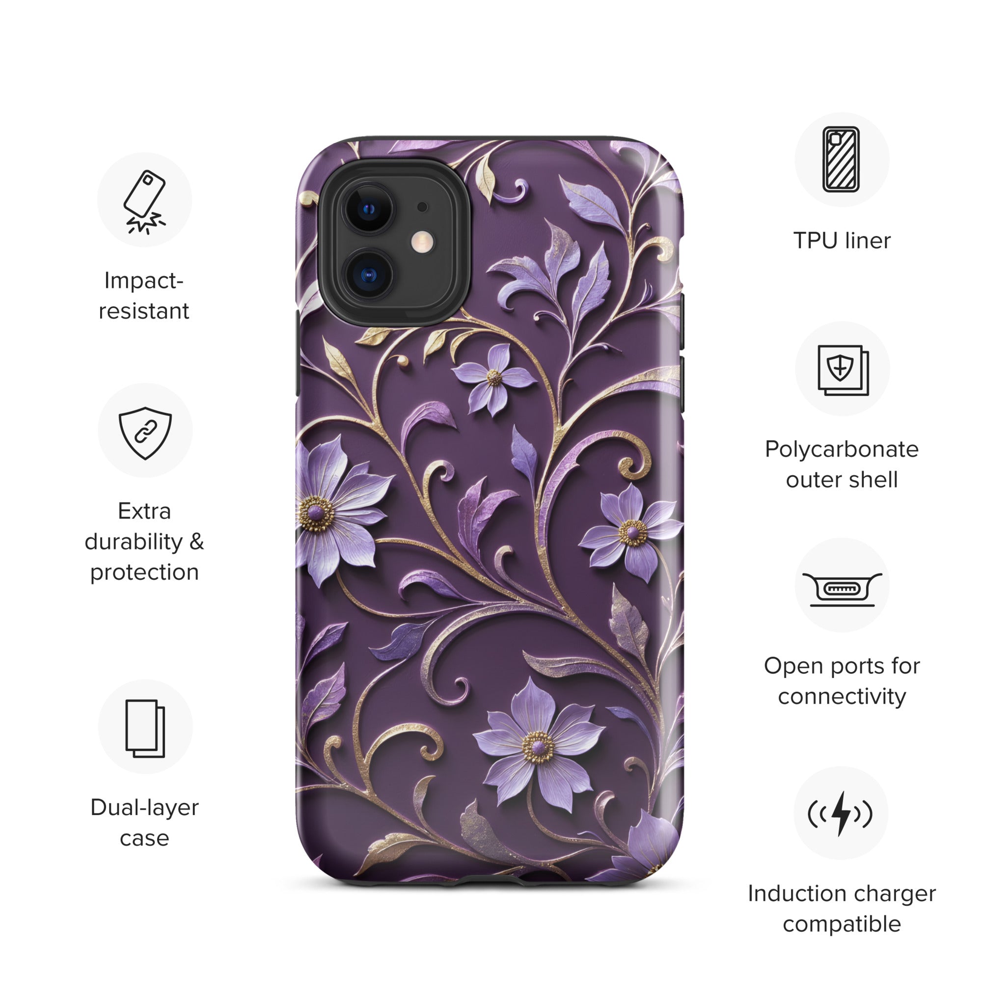 Royal Violet Filigree Tough Case for iPhone 11