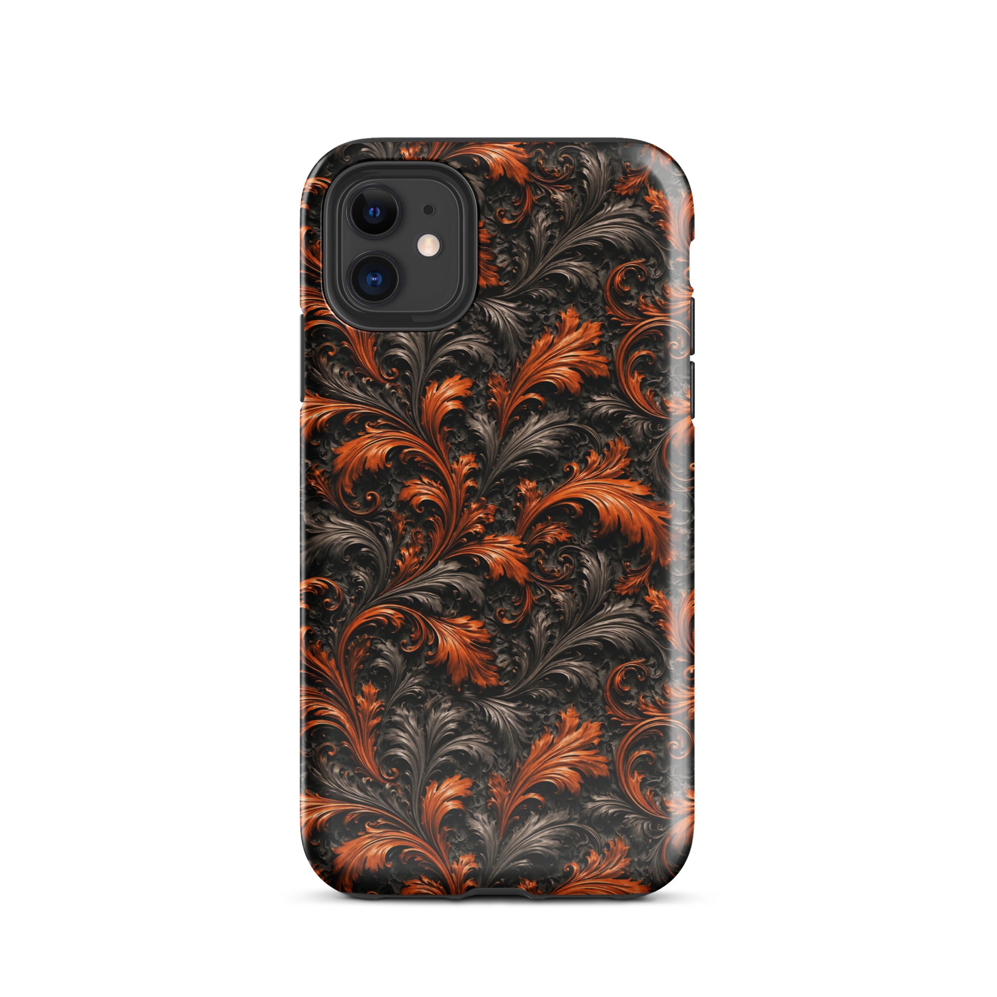 Burnt Orange Filigree Tough Case for iPhone 11