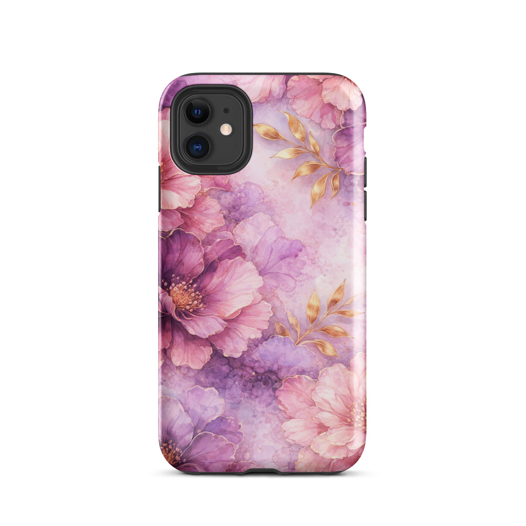 Pink Watercolor Floral Tough Case for iPhone 11