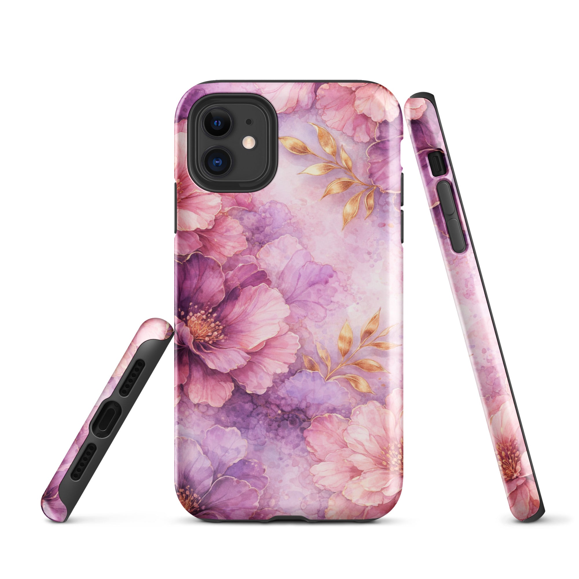 Pink Watercolor Floral Tough Case for iPhone 11