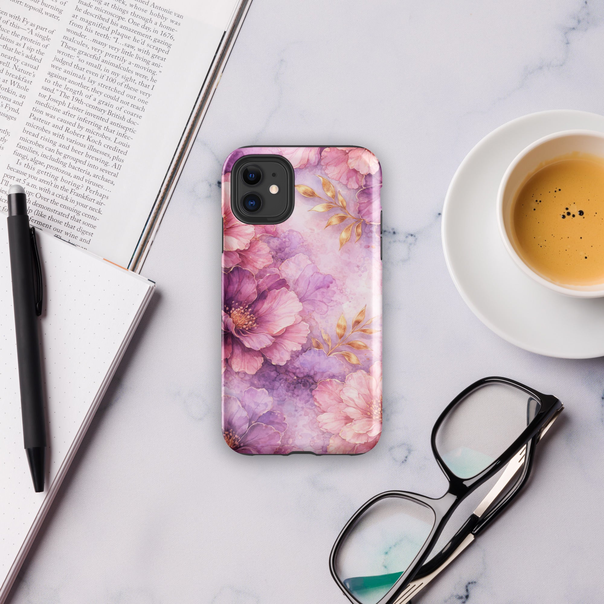 Pink Watercolor Floral Tough Case for iPhone 11