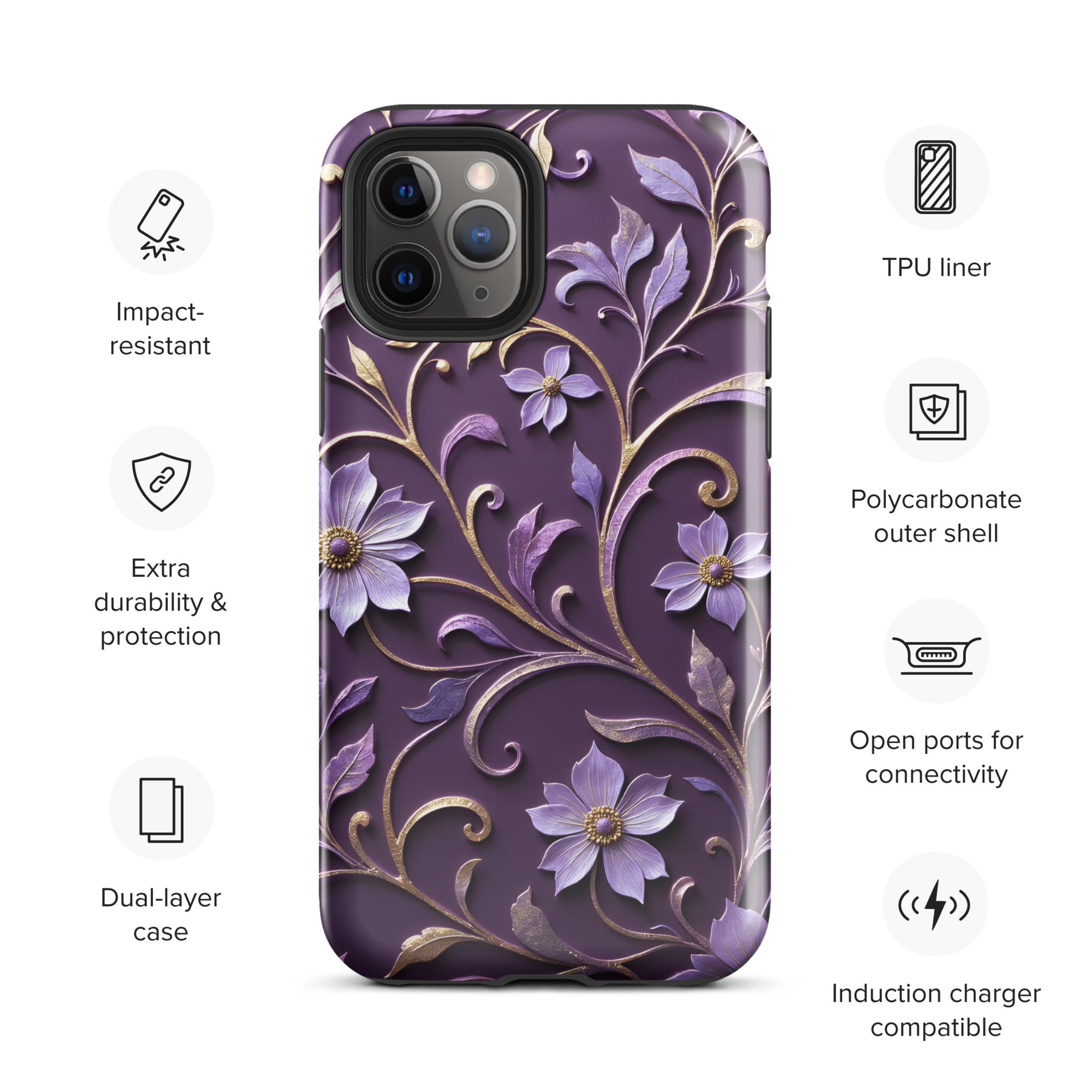 Royal Violet Filigree Tough Case for iPhone 11 Pro