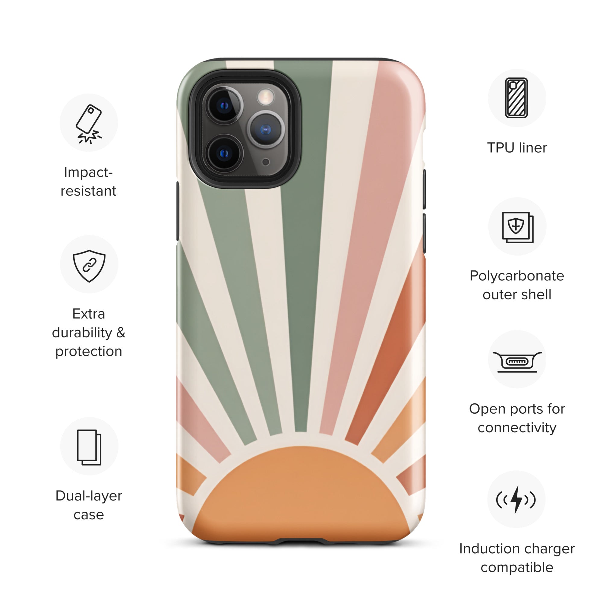 Retro Sunrise Tough Case for iPhone 11 Pro