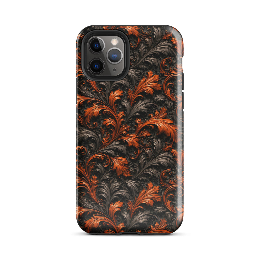 Burnt Orange Filigree Tough Case for iPhone 11 Pro