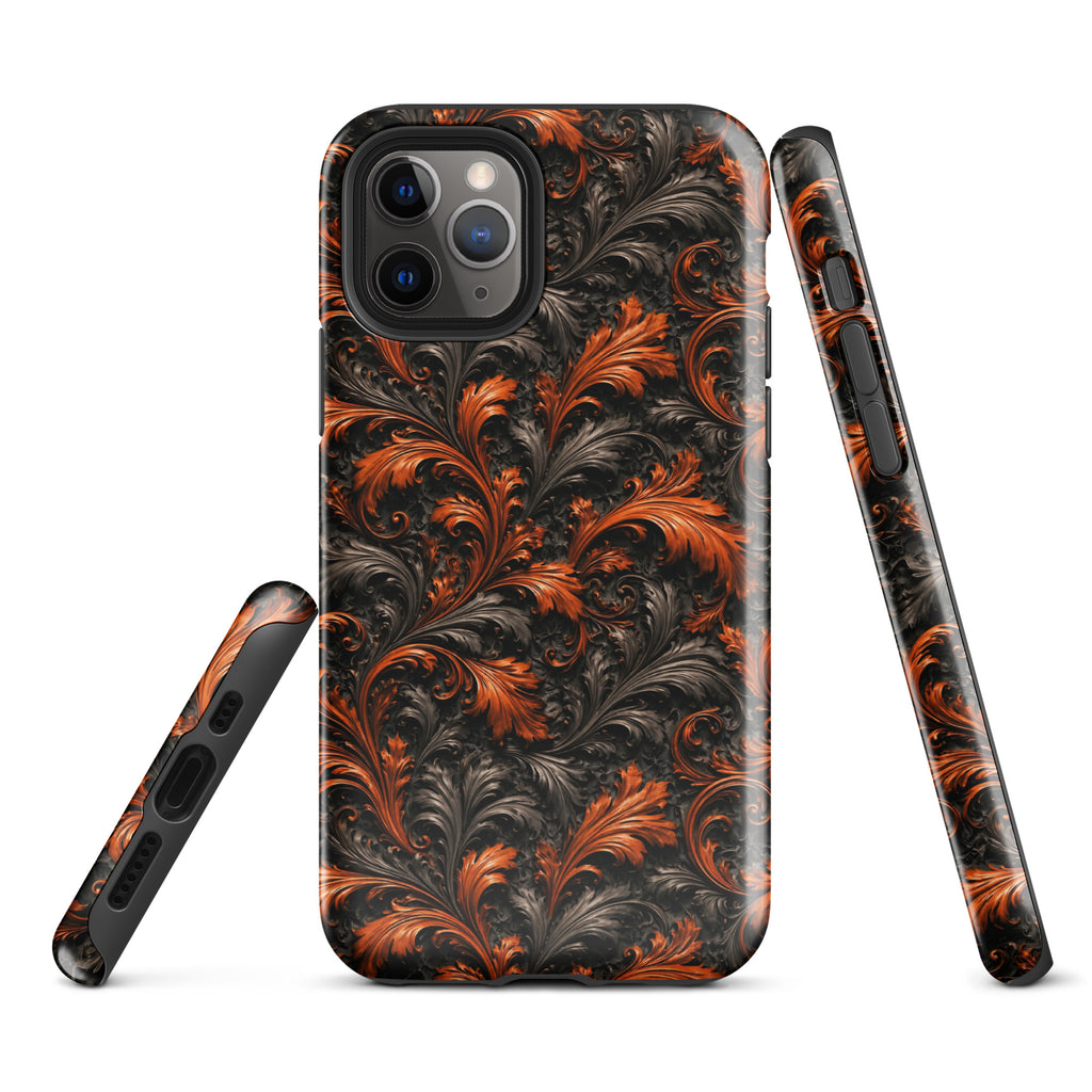Burnt Orange Filigree Tough Case for iPhone 11 Pro