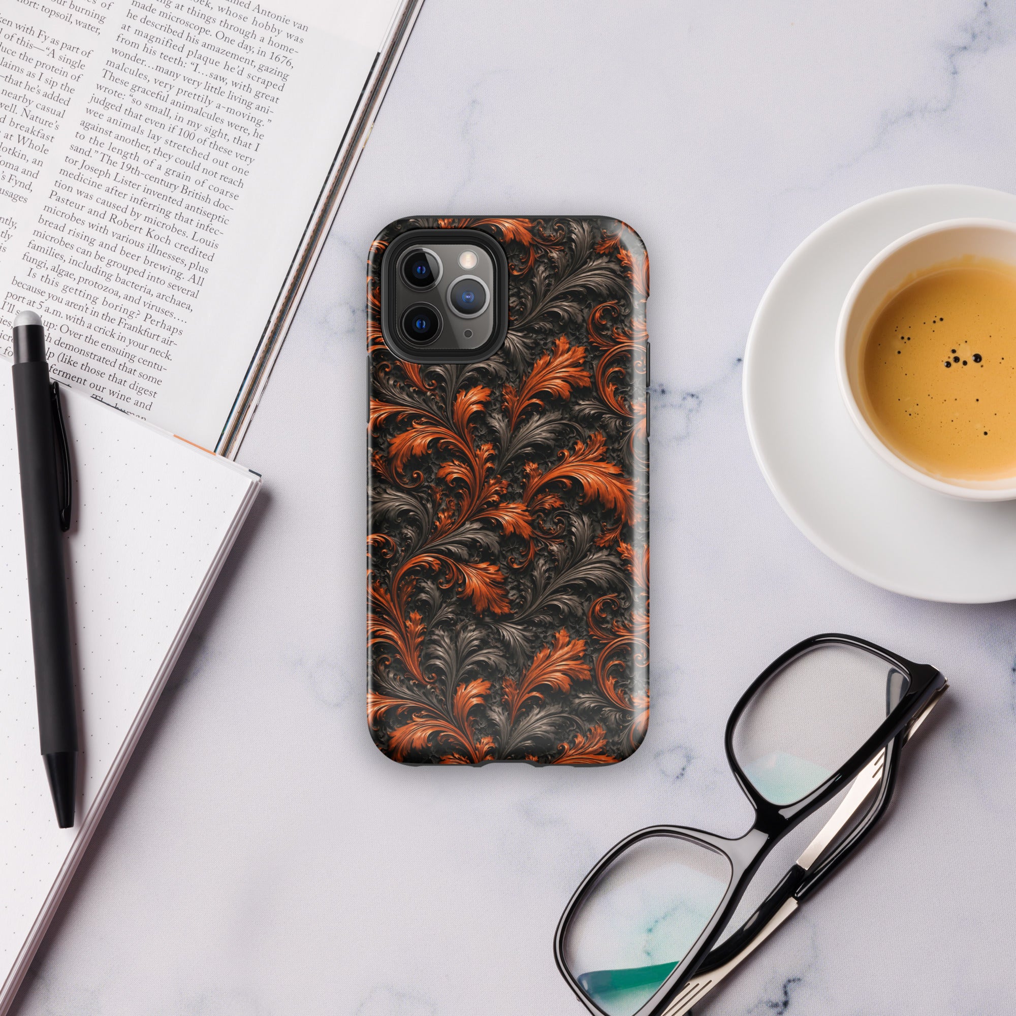 Burnt Orange Filigree Tough Case for iPhone 11 Pro
