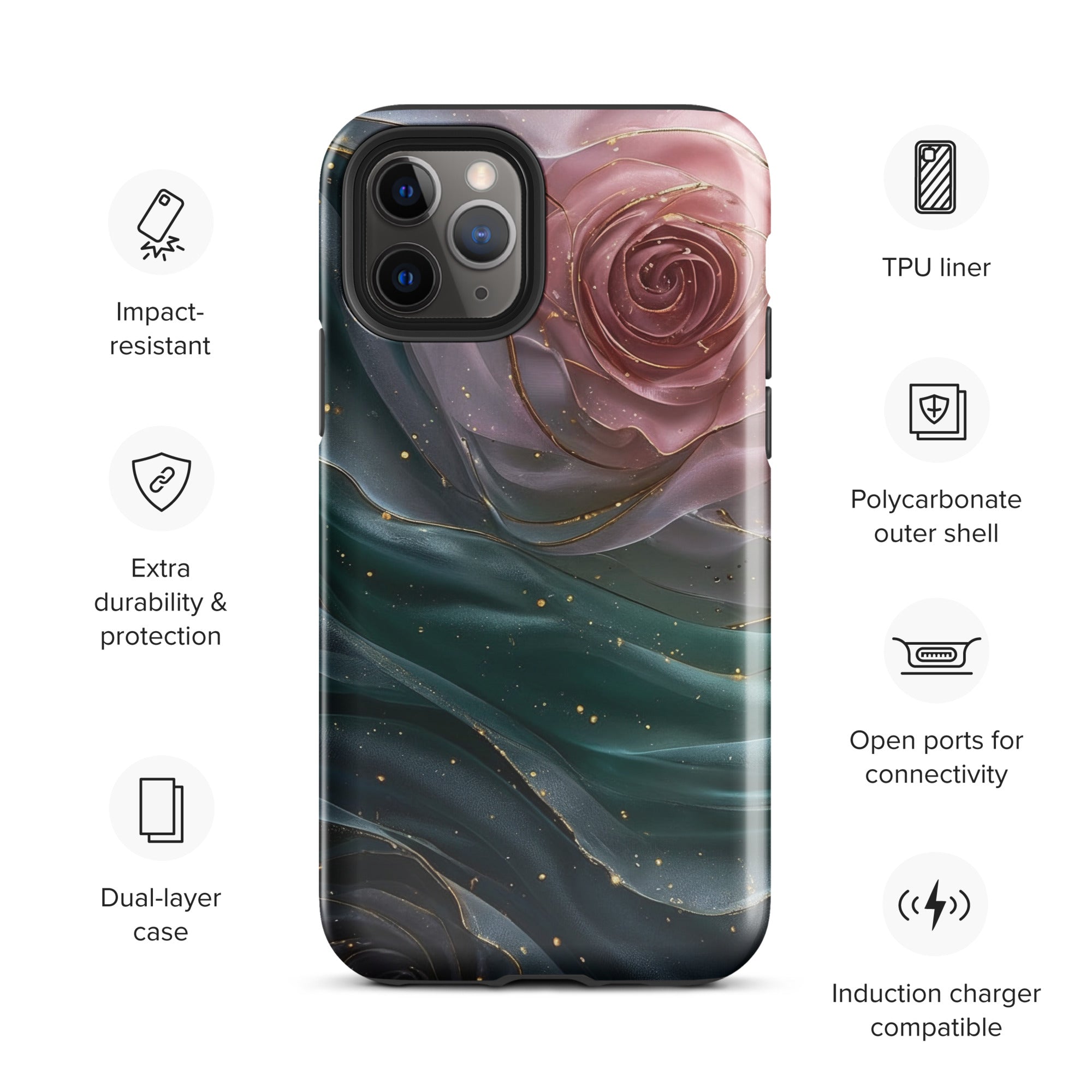 Elegant Rose Marble Tough Case for iPhone 11 Pro