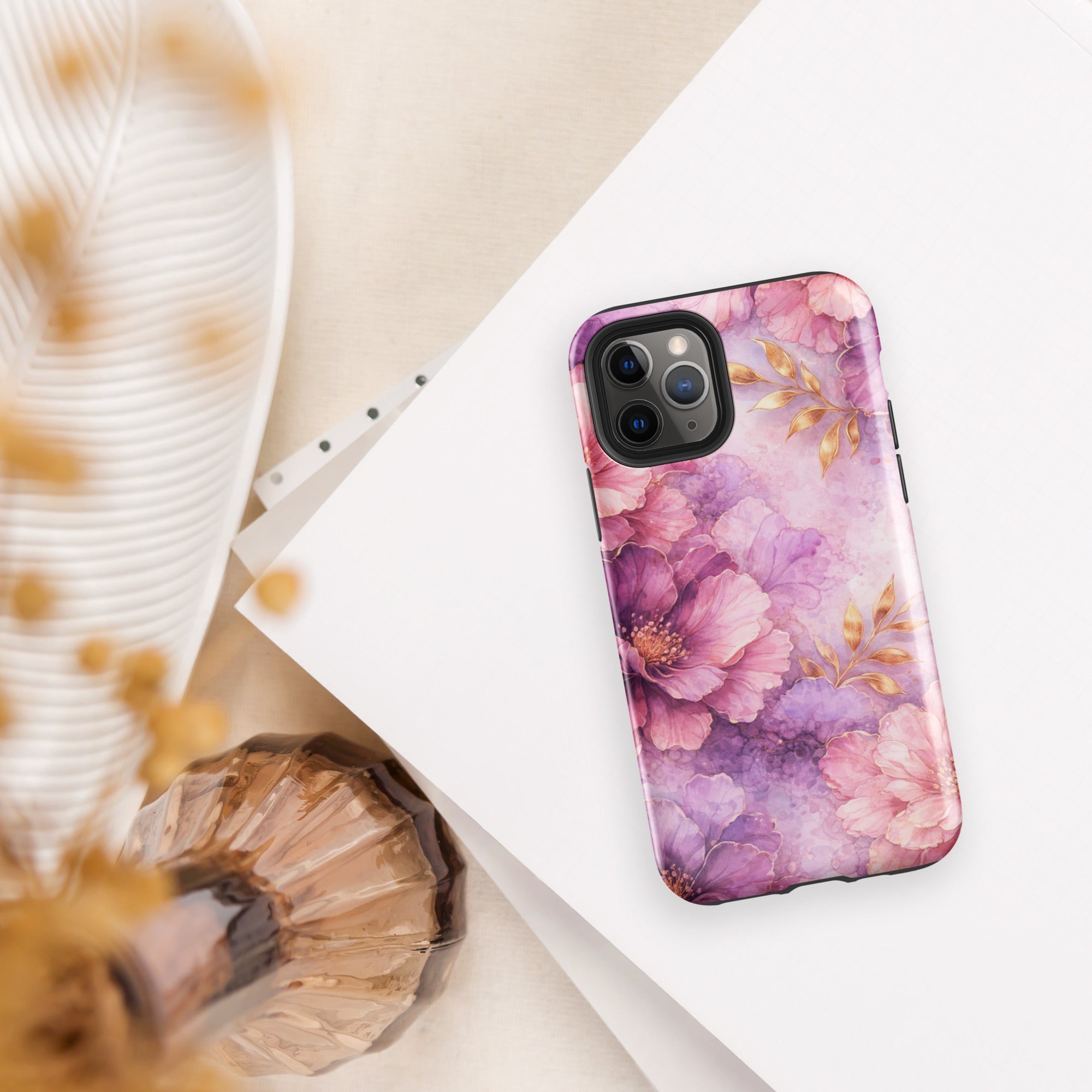 Pink Watercolor Floral Tough Case for iPhone 11 Pro