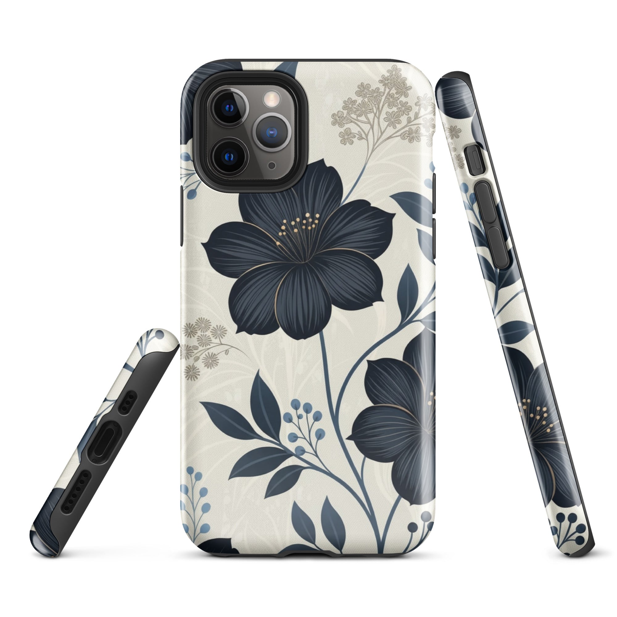 Elegant Blue Floral Tough Case for iPhone 11 Pro