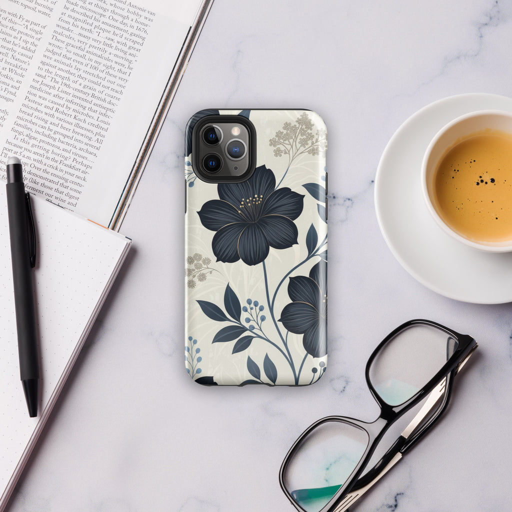Elegant Blue Floral Tough Case for iPhone 11 Pro